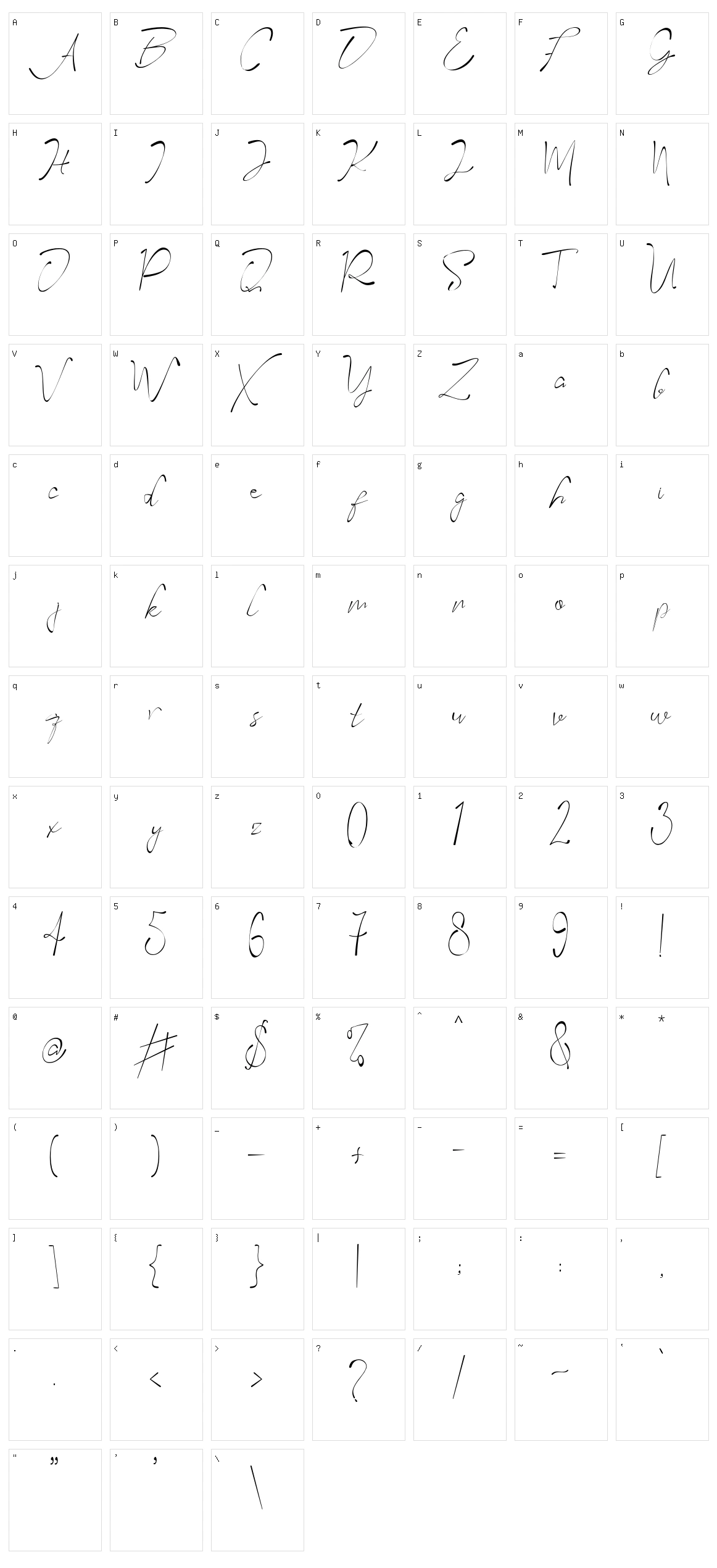 Arra Yasmine Character Set