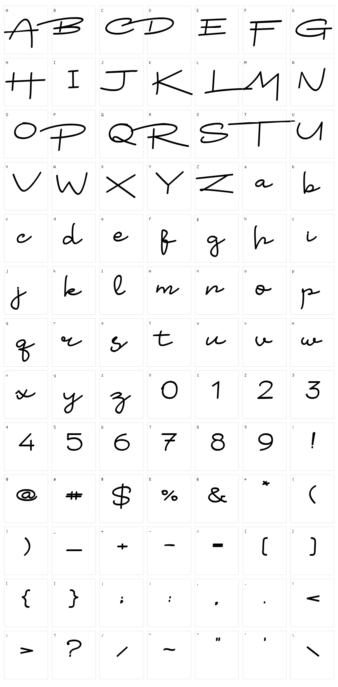 Arsokiela Character Set