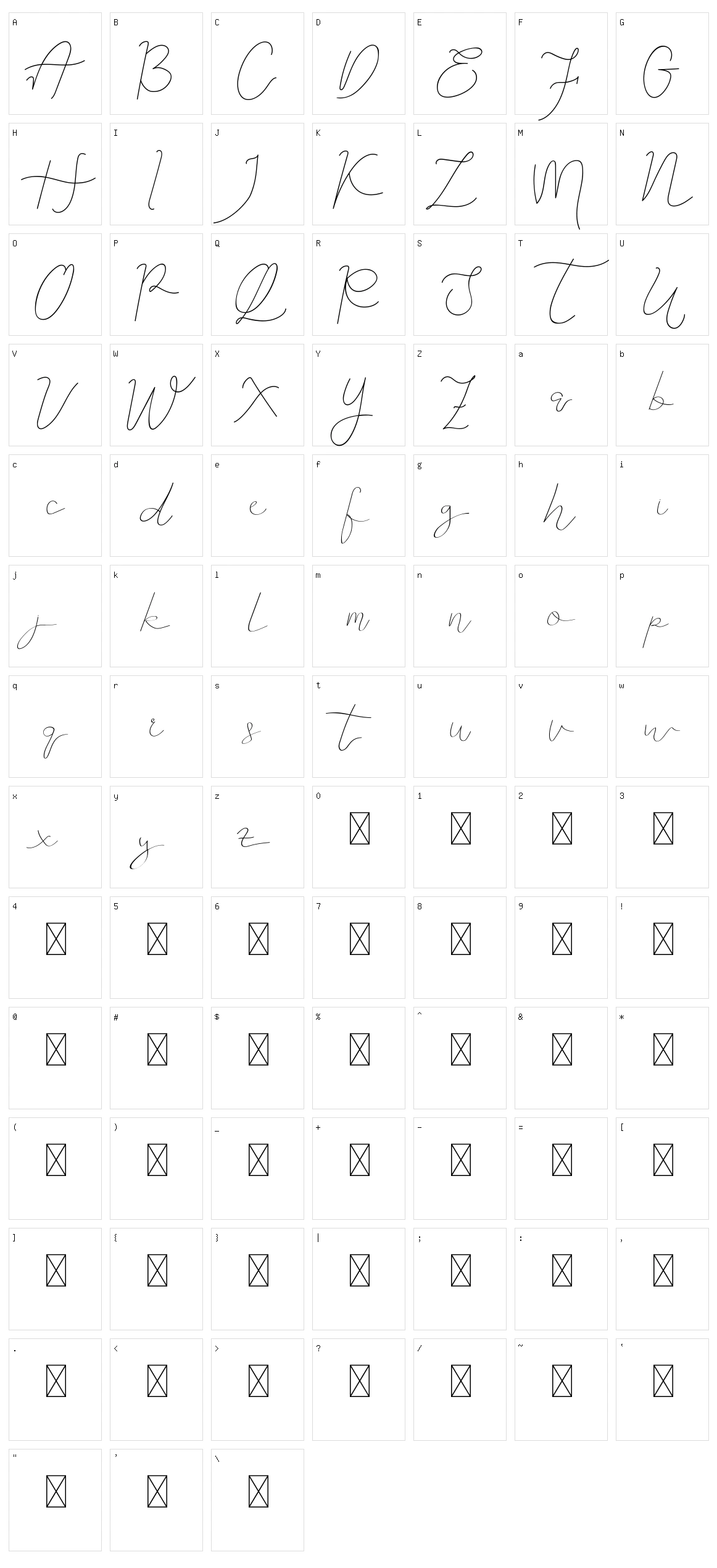 Arsya Edelwiess Script Character Set