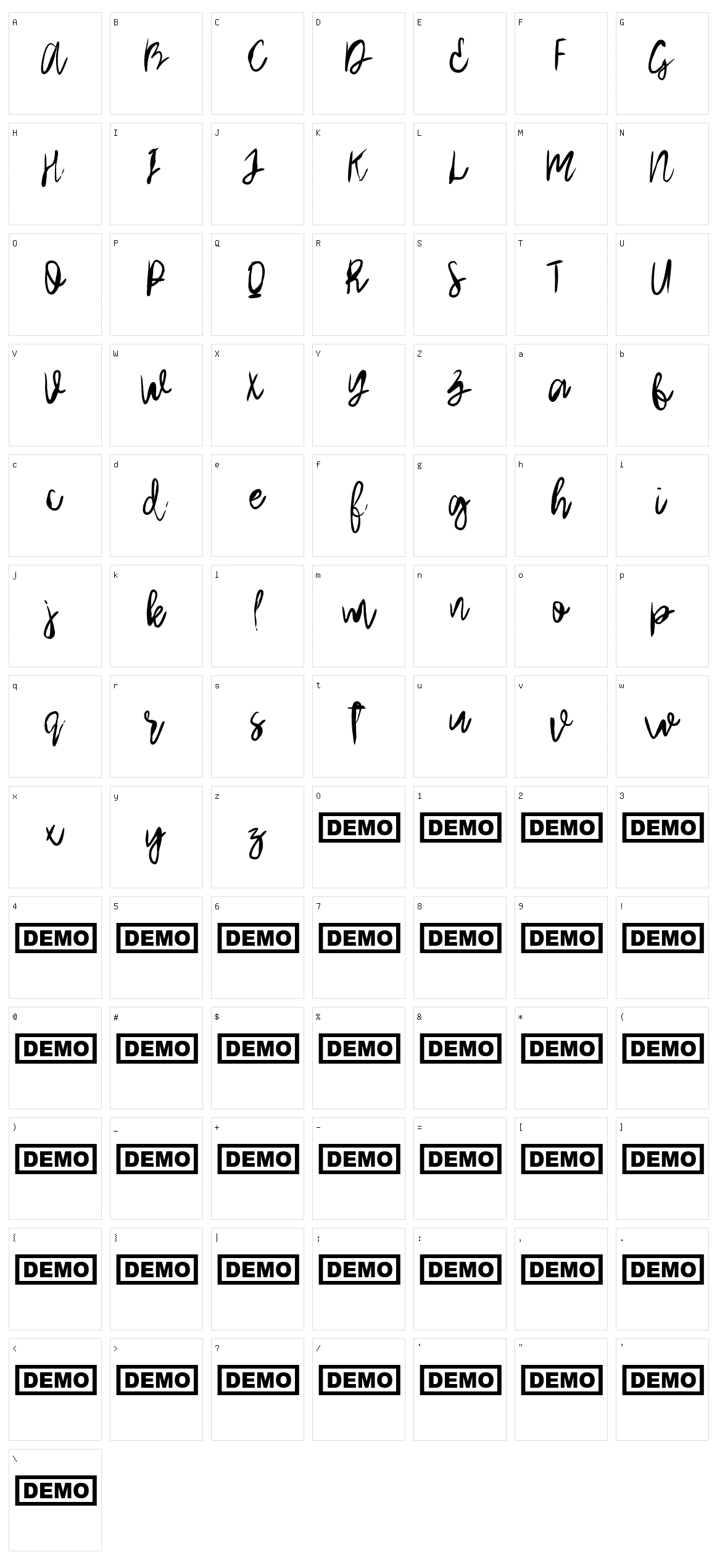 Arthard Character Set
