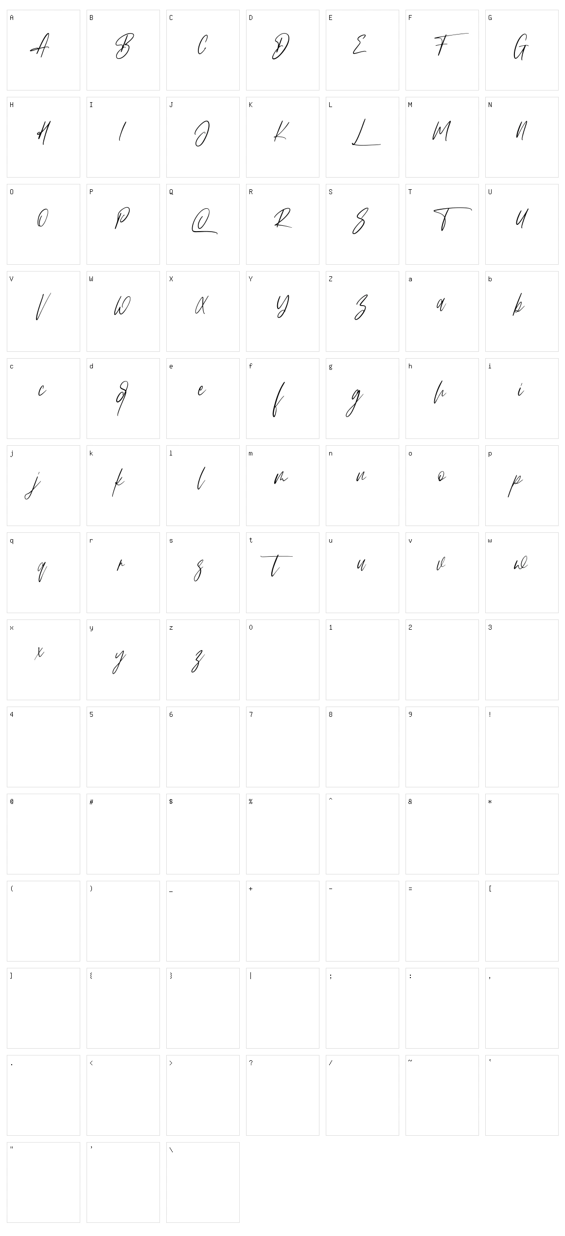 Arttifac Character Set