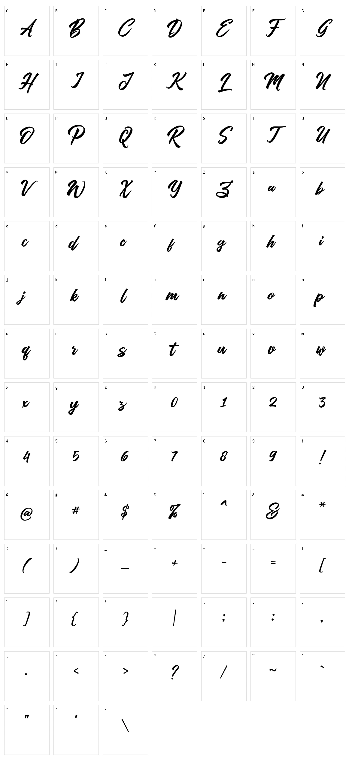 Artukge Script Character Set