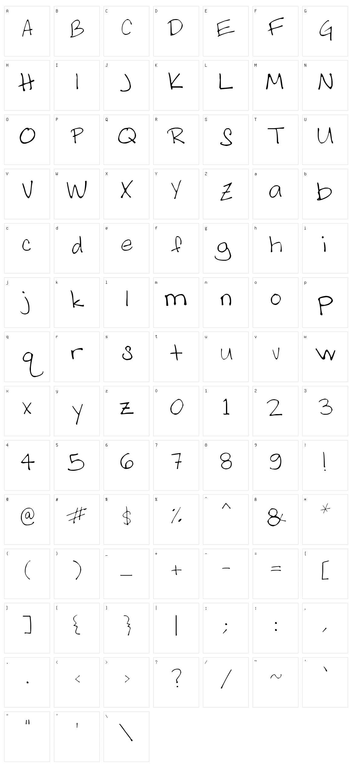 AS Melanie Handwritting Character Set