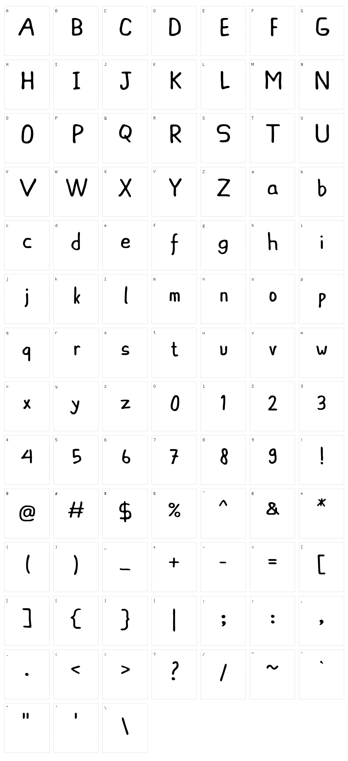Ascota Character Set