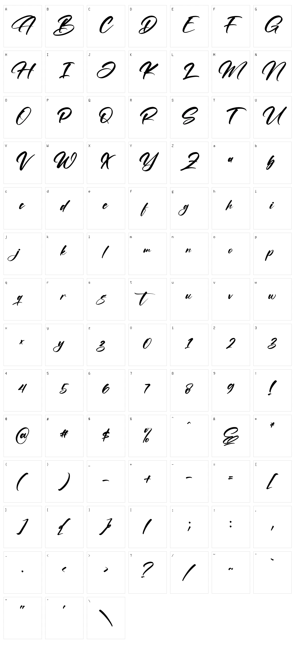 Asetry Fonte Character Set