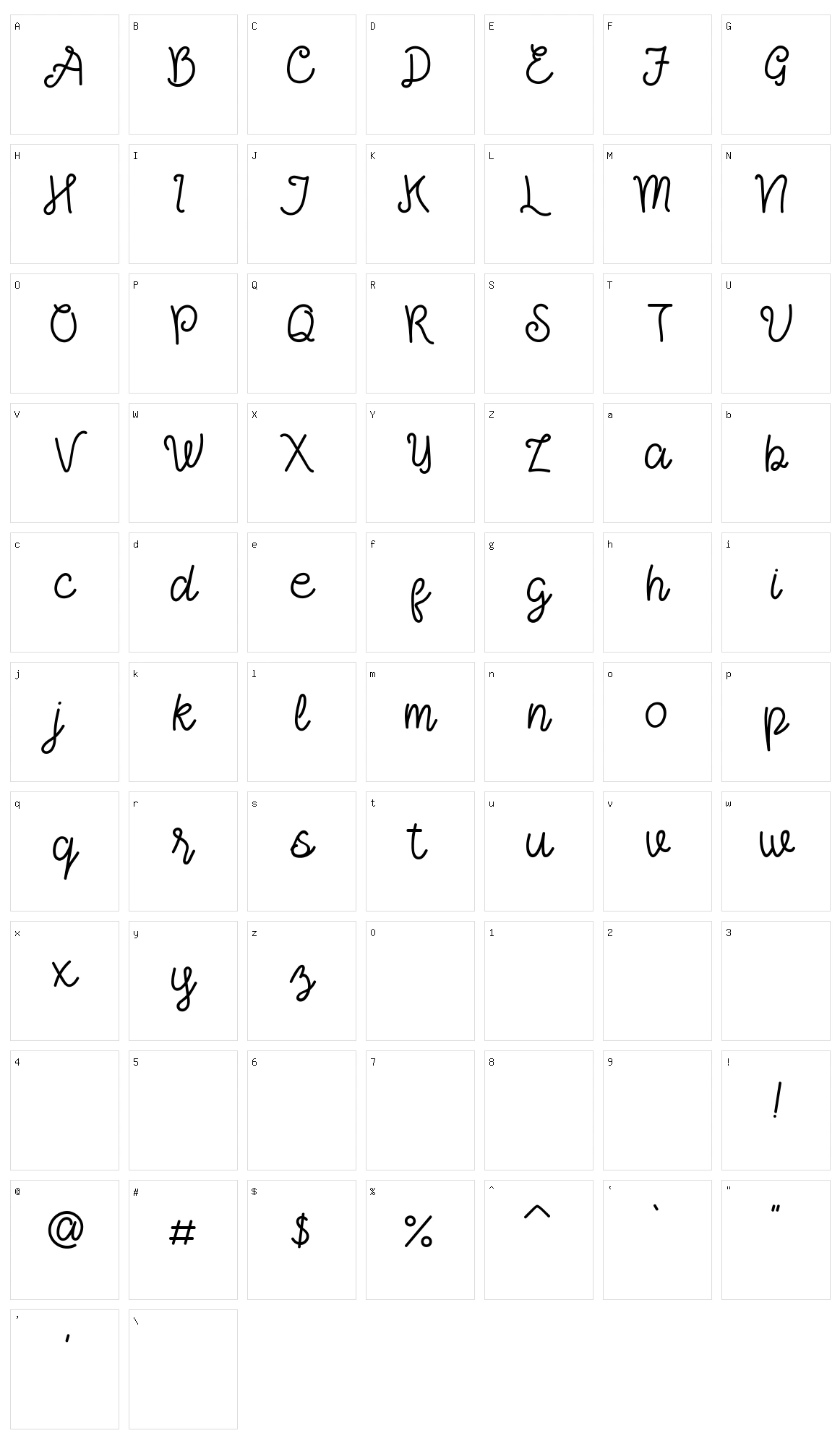 Ashalina Character Set