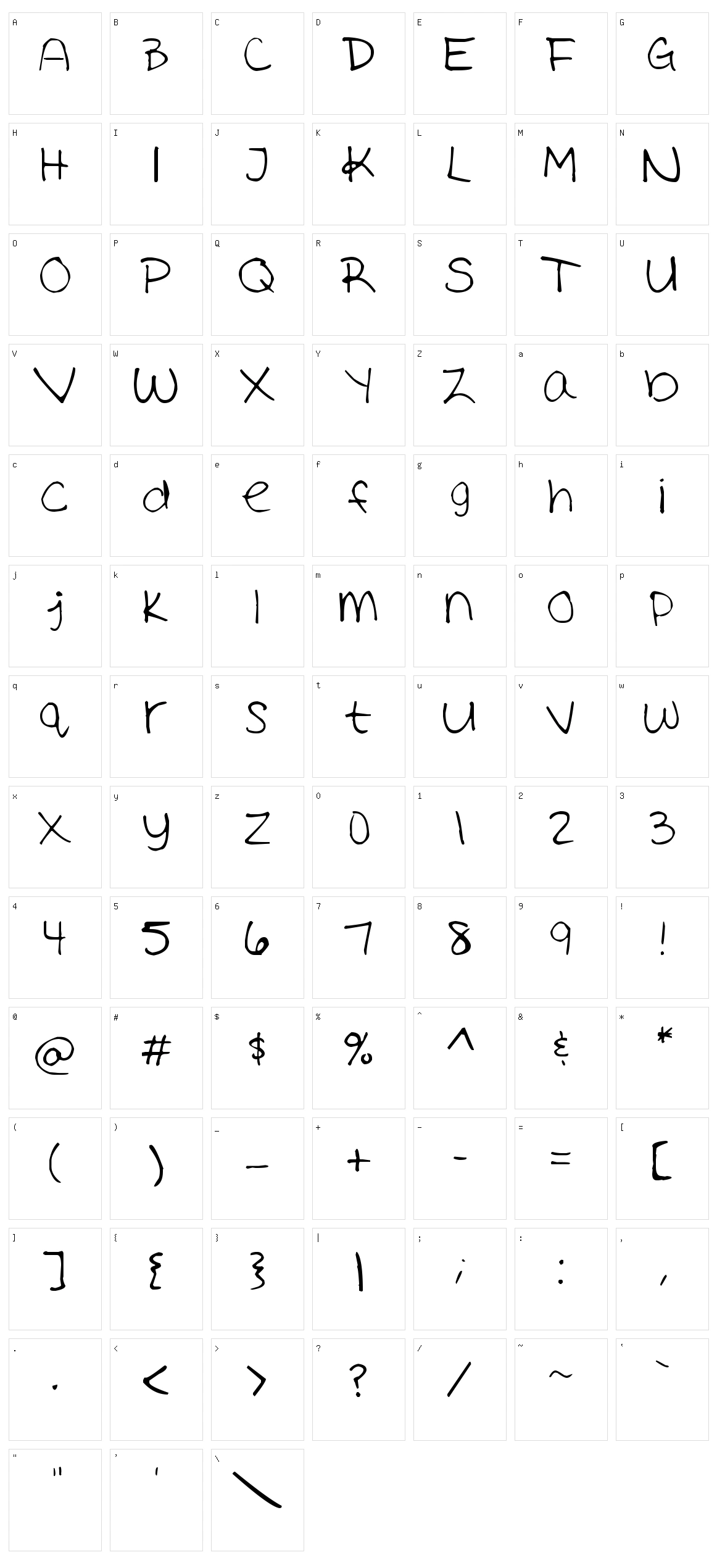 Ashley's Handwriting Character Set
