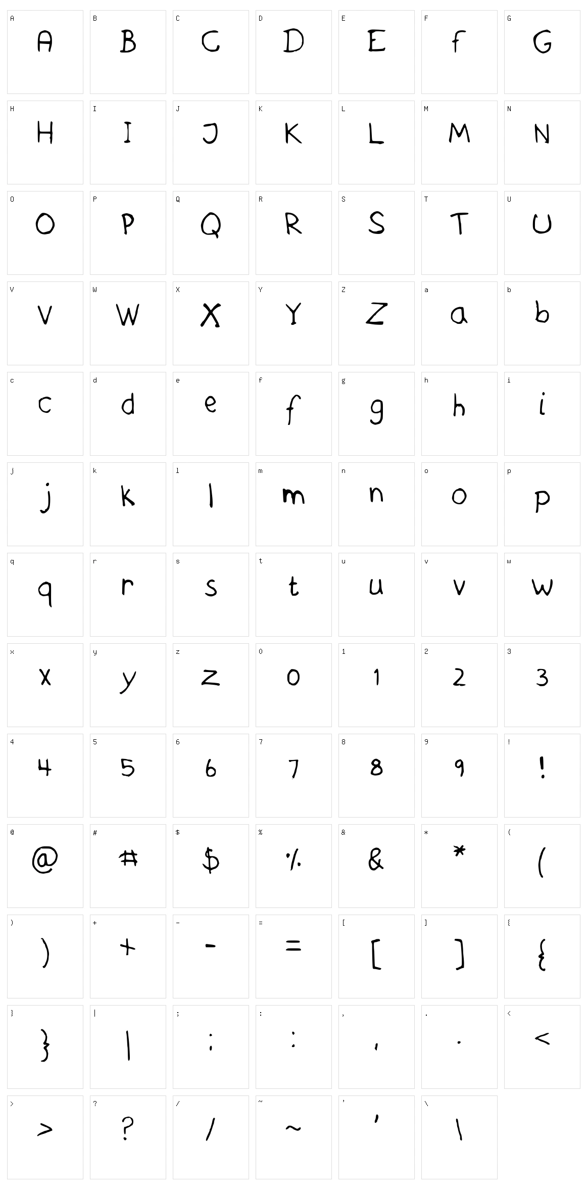 Askes Handwriting Character Set