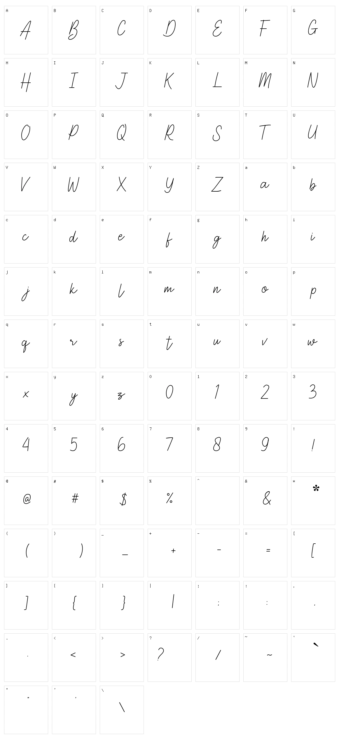 Astercla Character Set