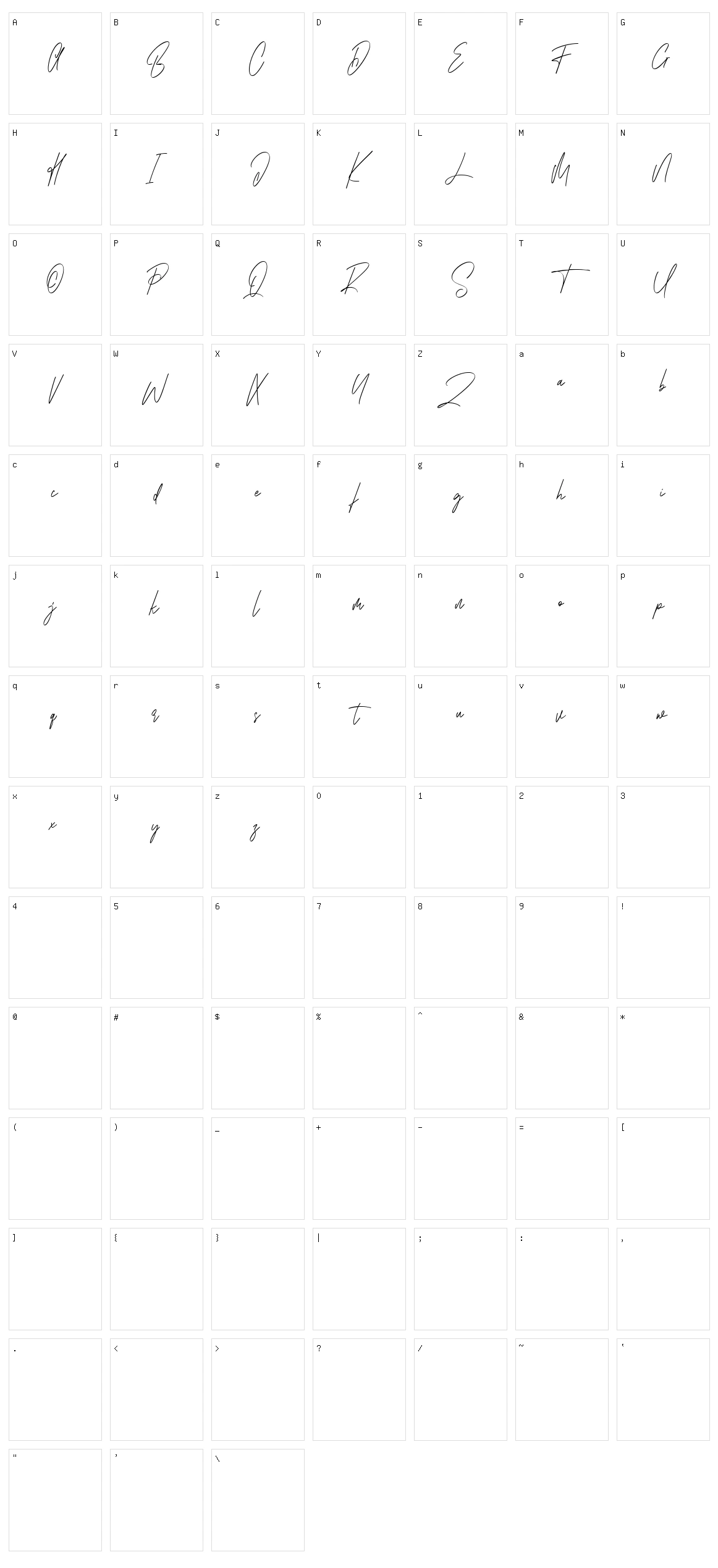 Asterica Character Set