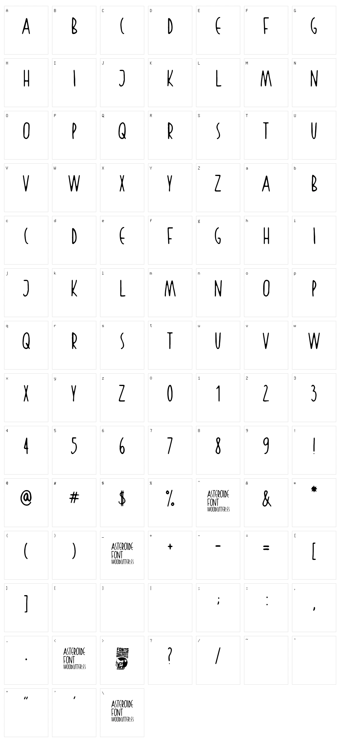 Asteroide Character Set