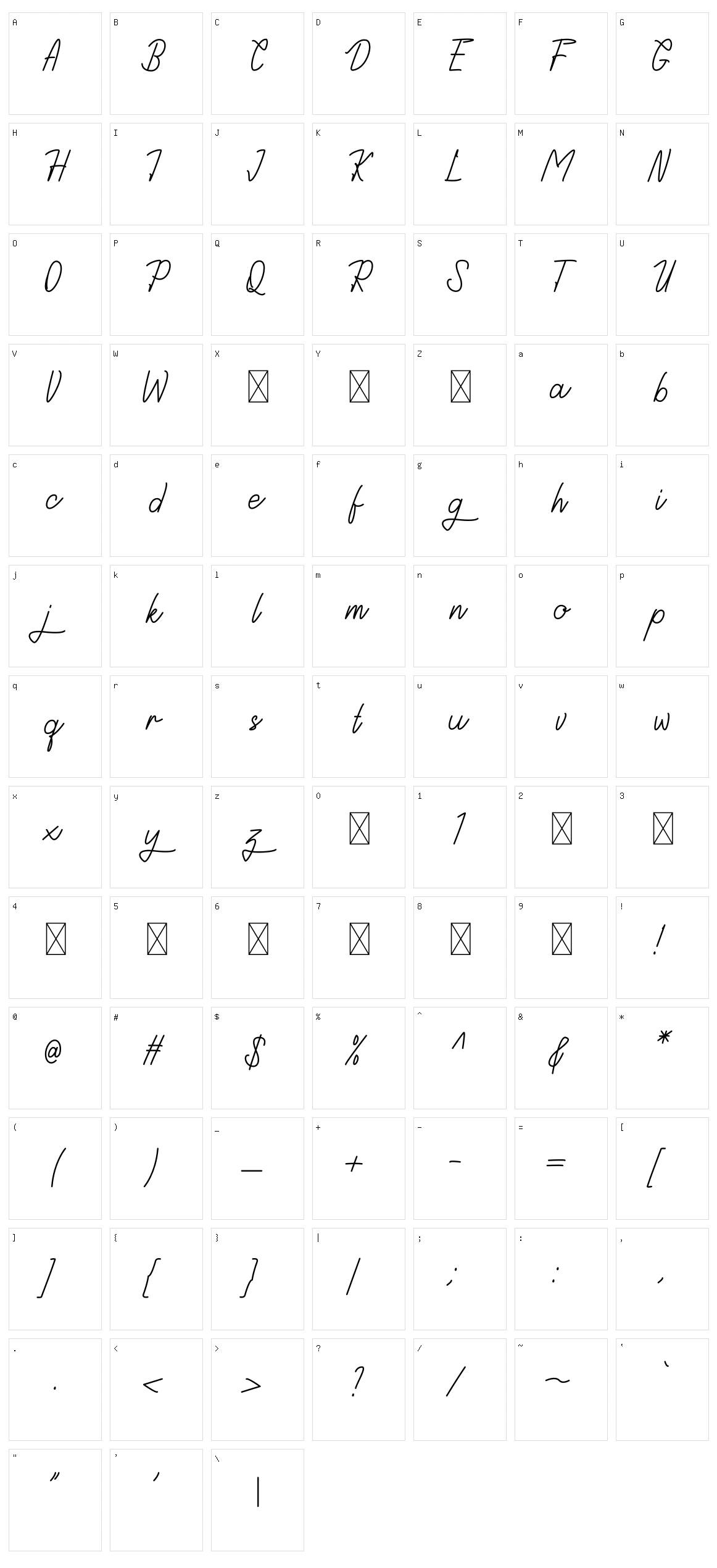 Astida Character Set