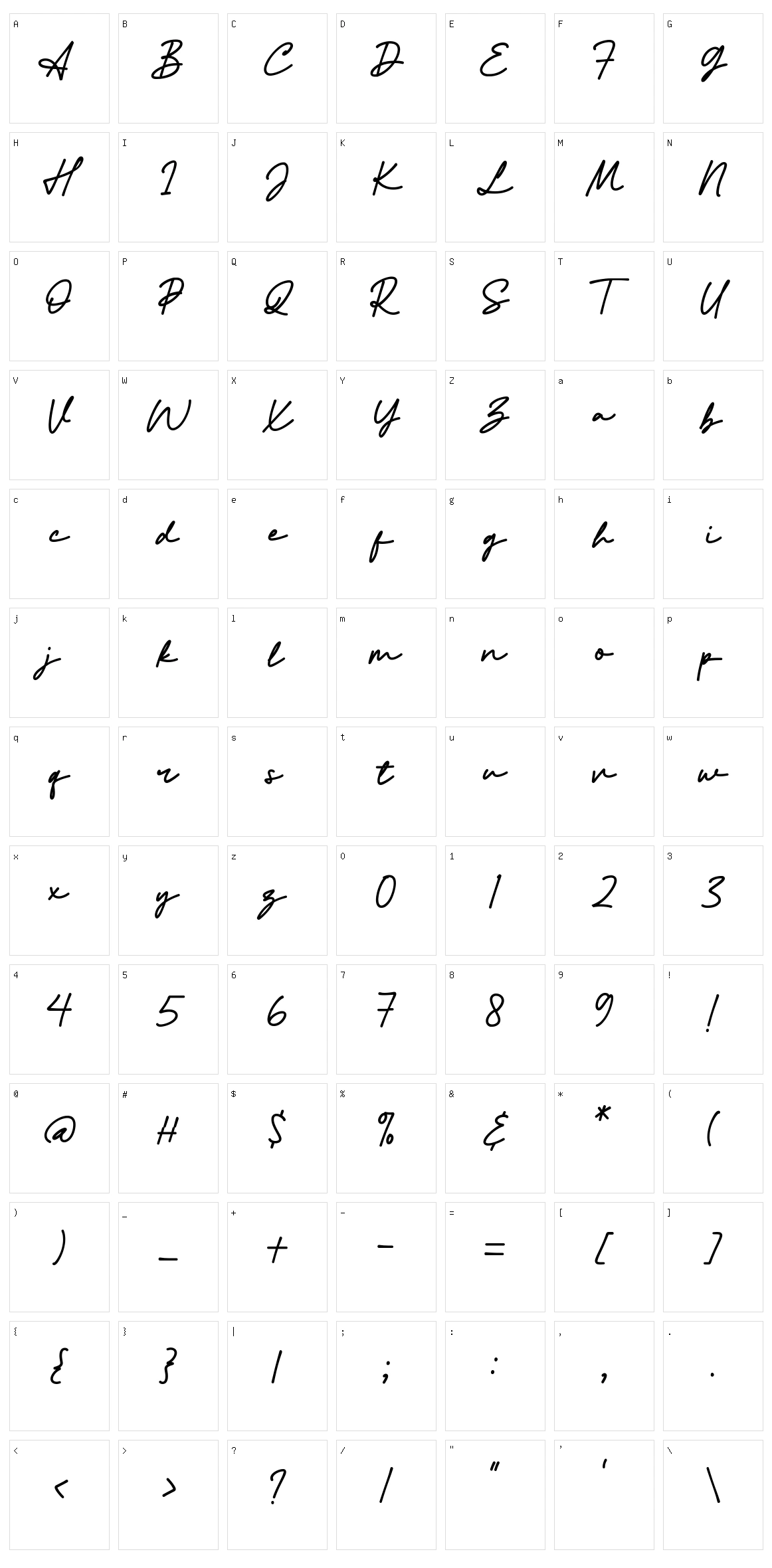 Athena Signature Character Set