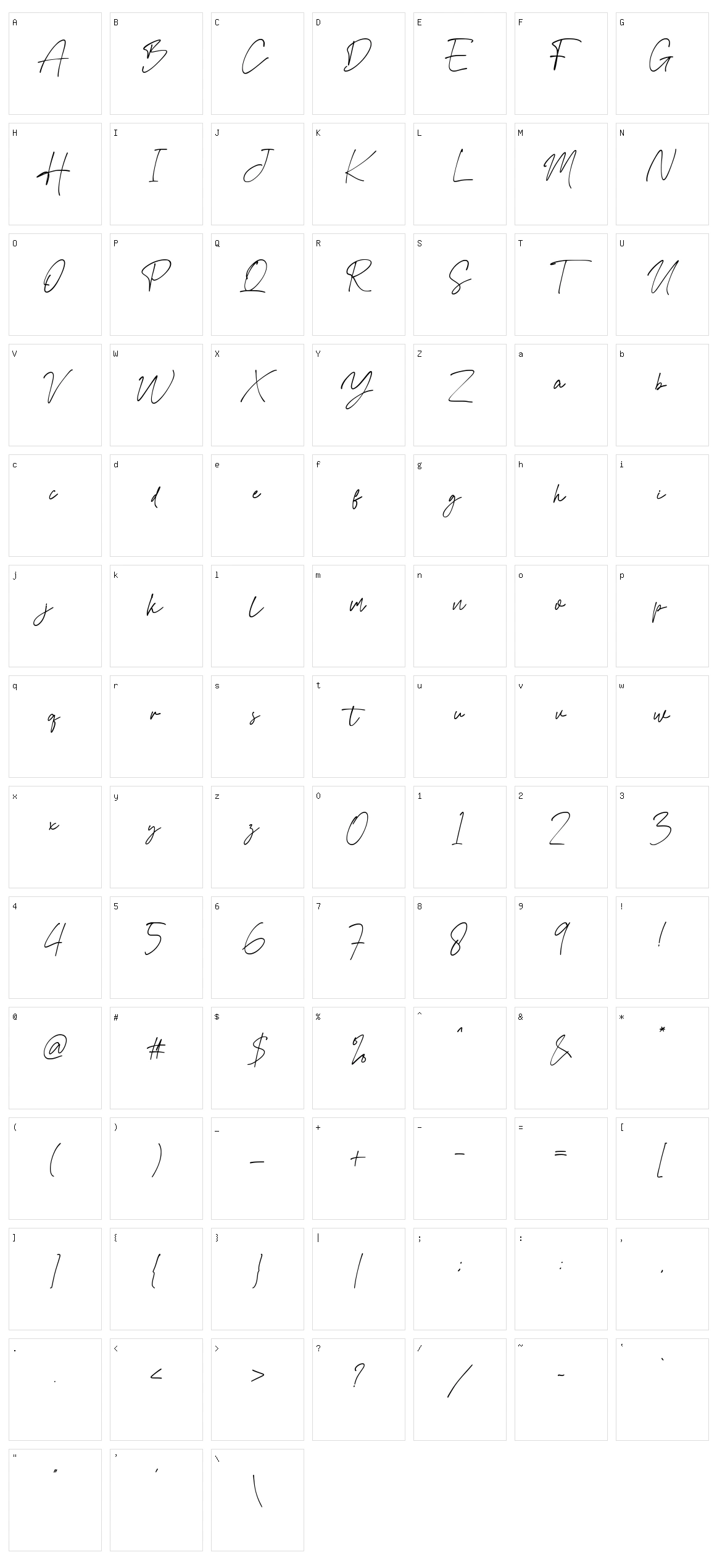 Attang Script Character Set