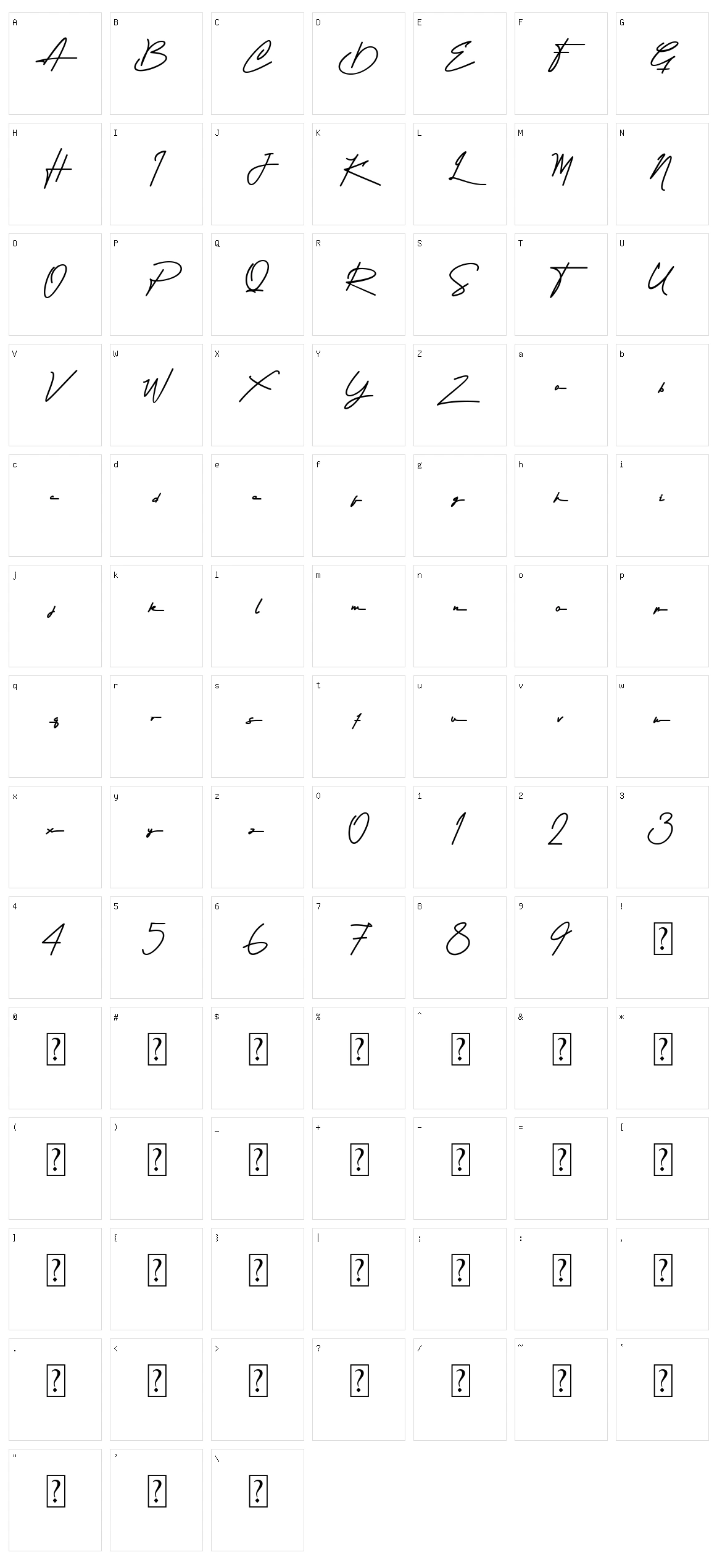 Attention Script Character Set