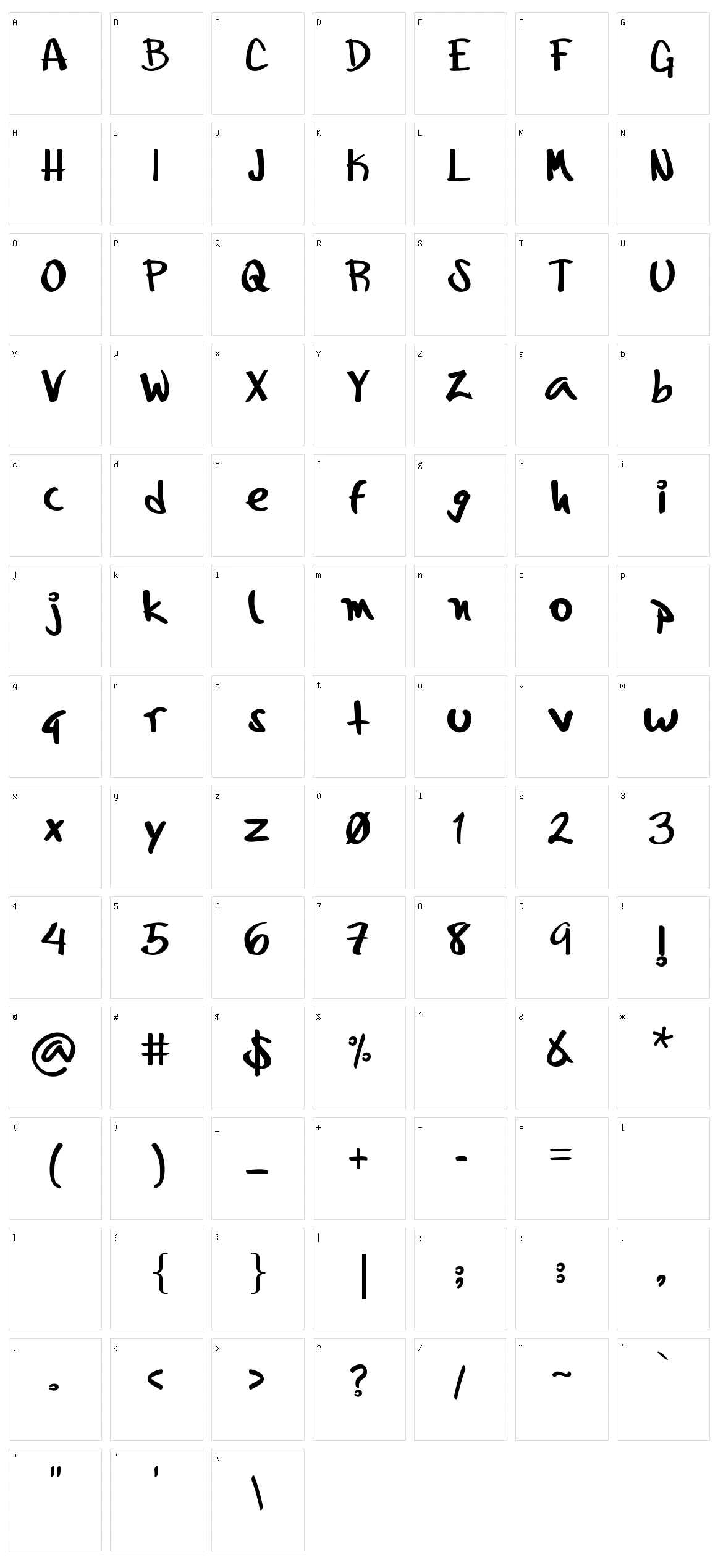 Augushand Character Set