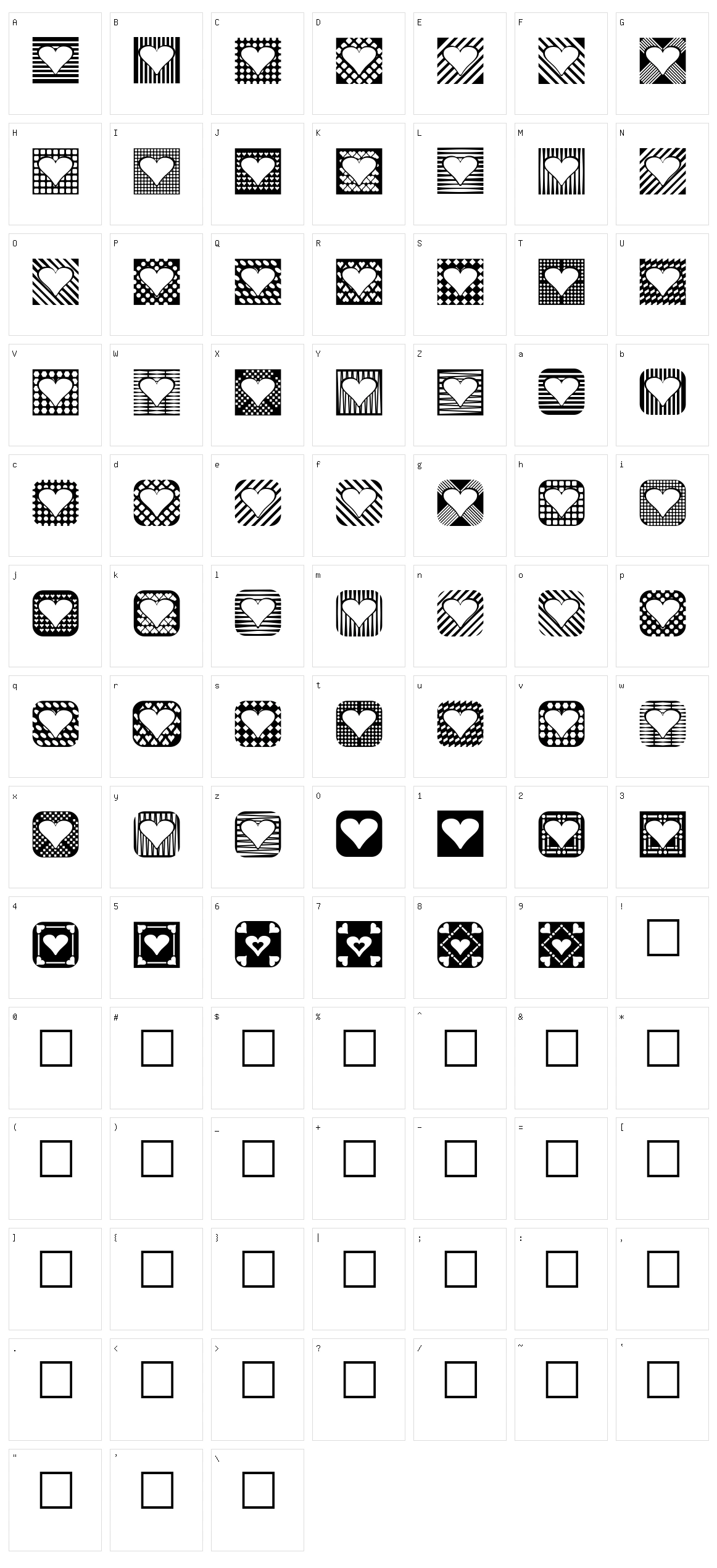 Heart Things 2 Character Set