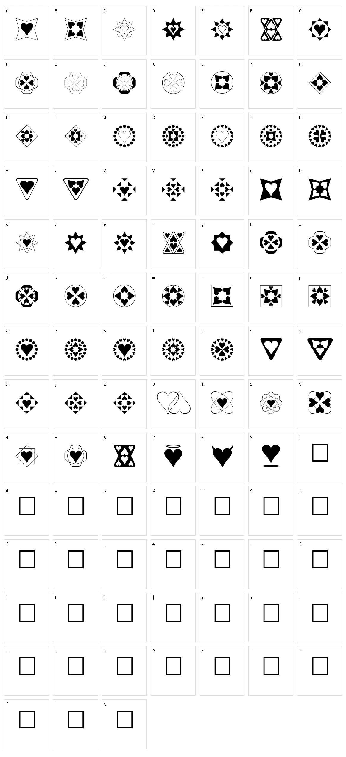 Heart Things Character Set