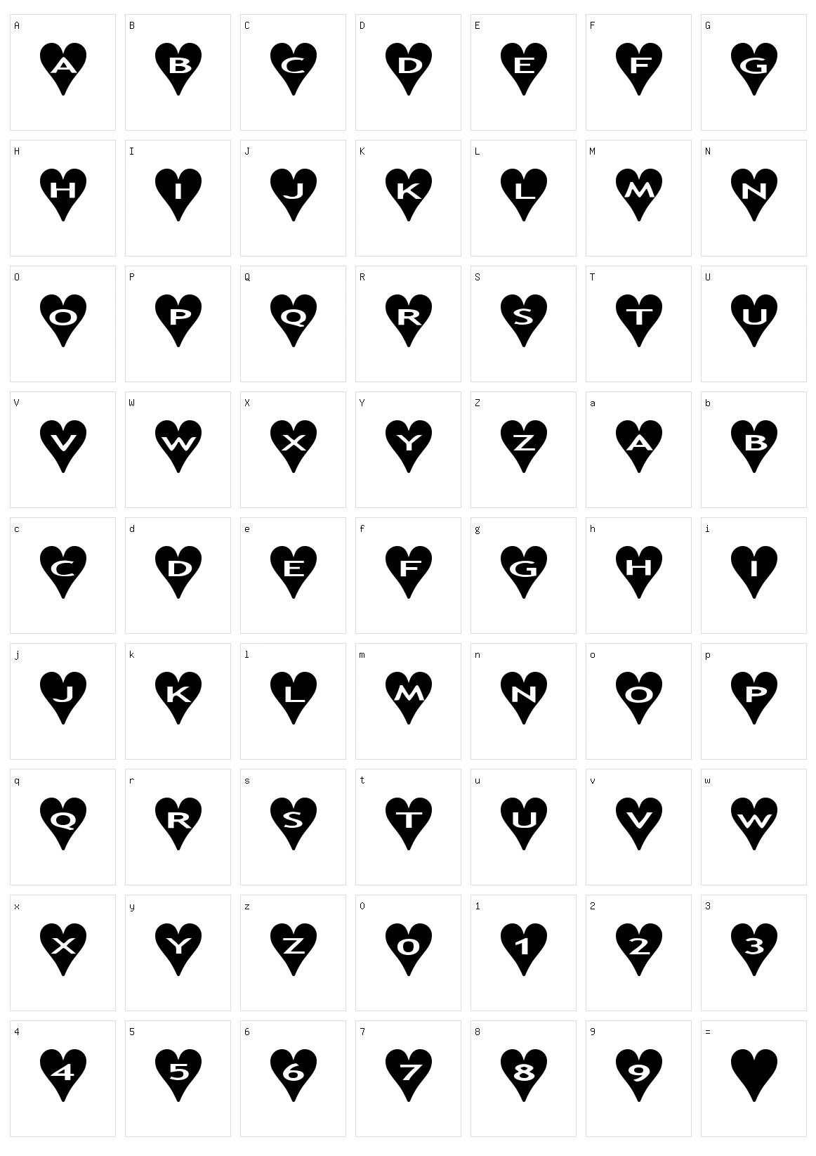 AlphaShapes Hearts Character Set