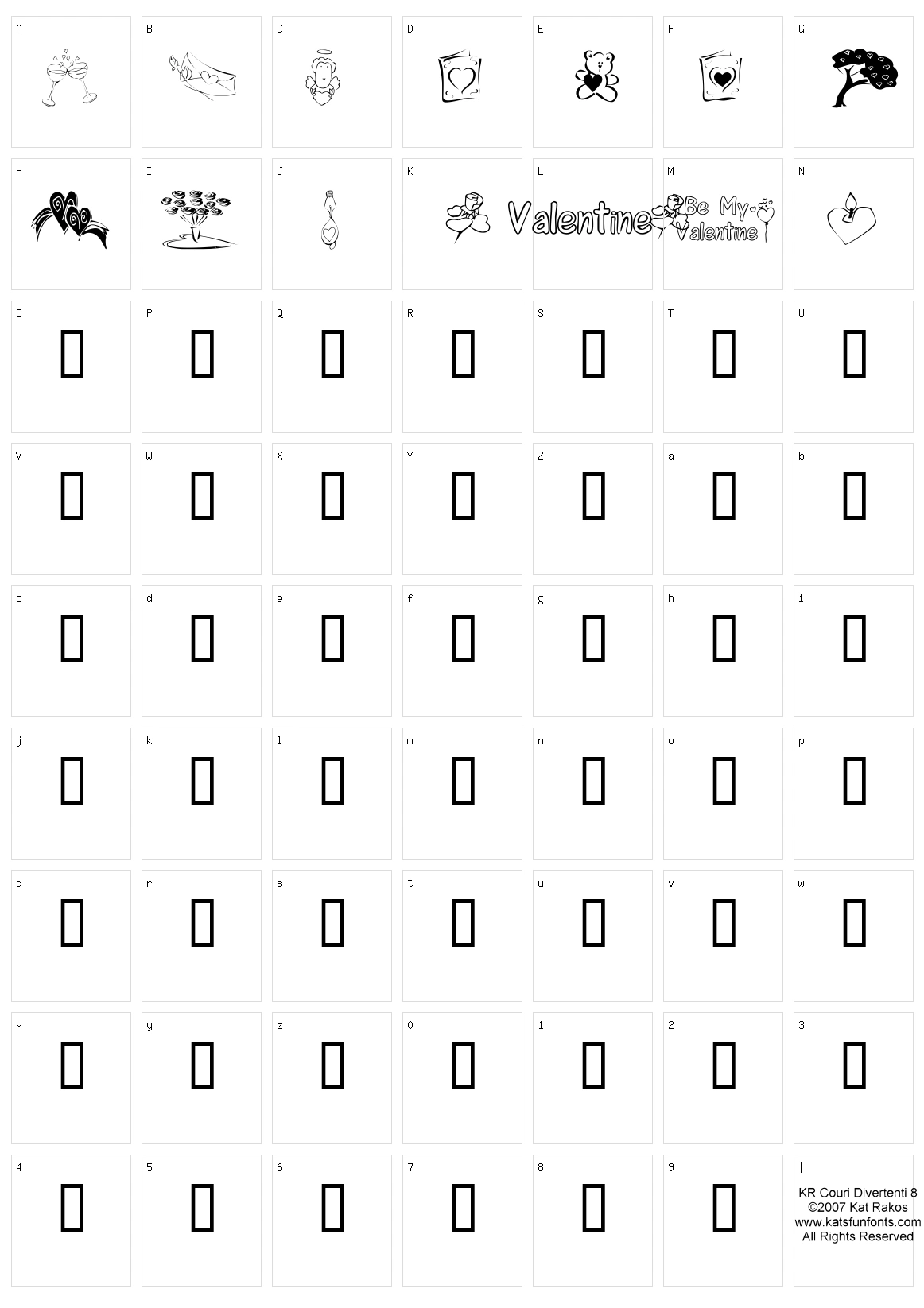 KR Cuori Divertenti 8 Character Set