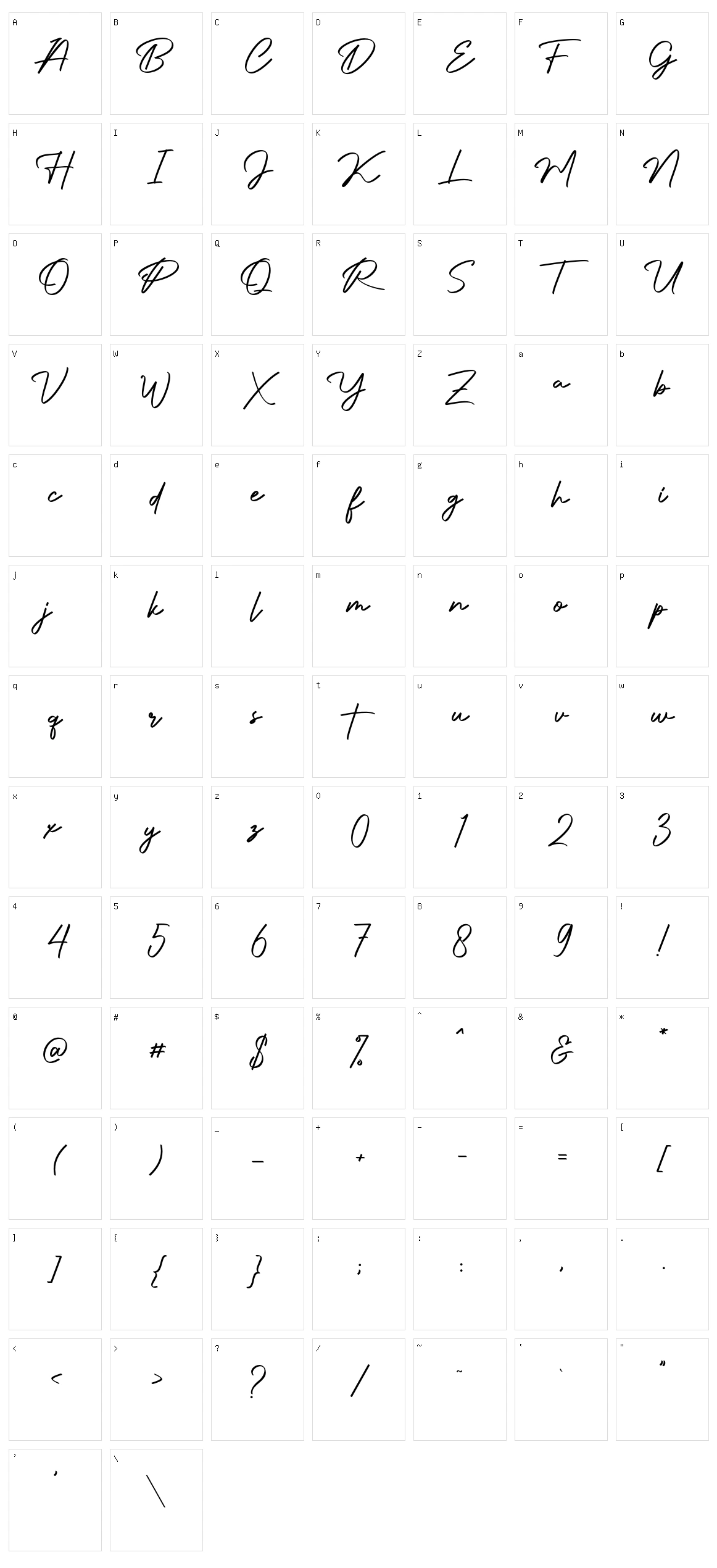 Authentic Signature Character Set