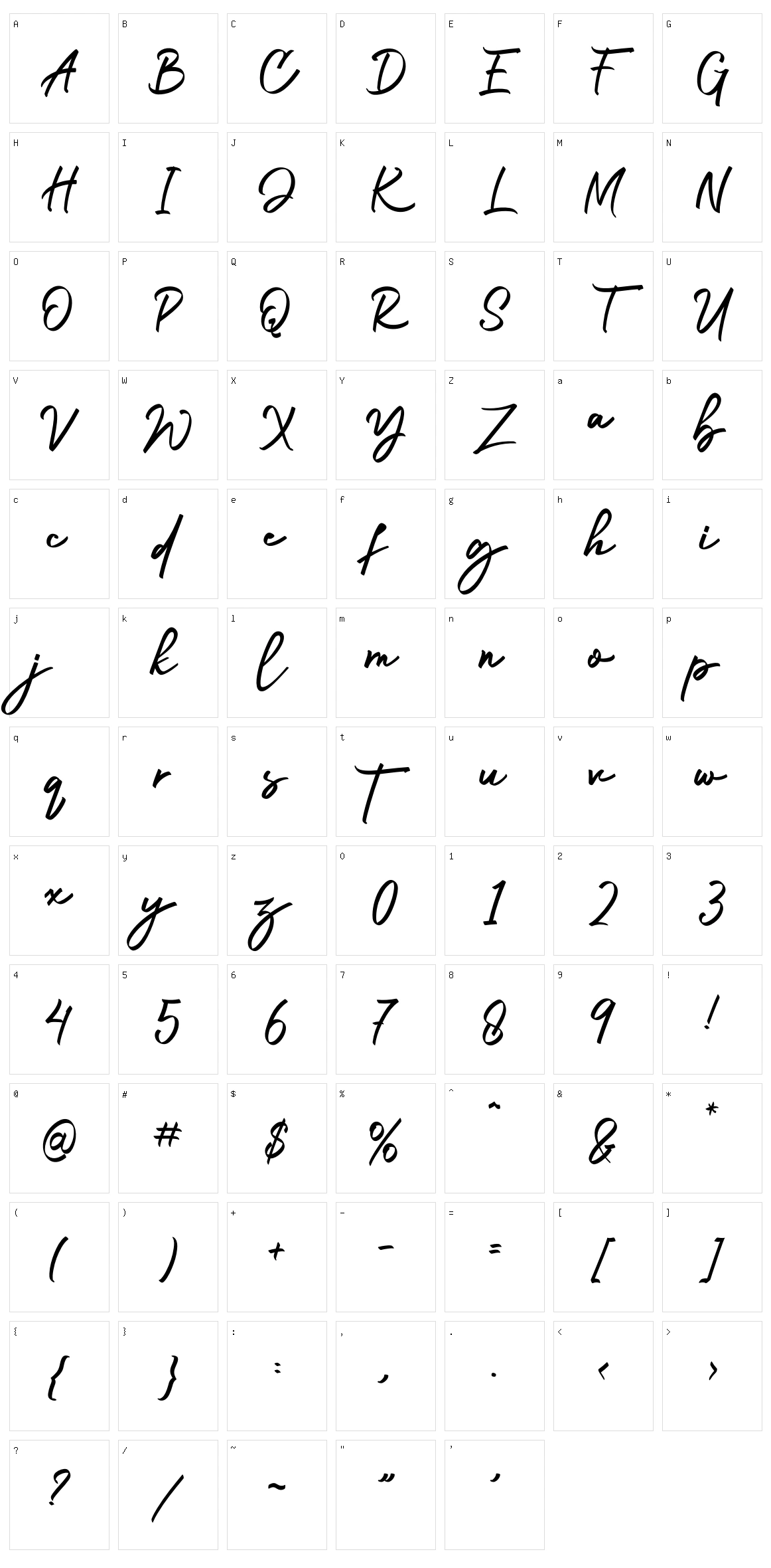 Authorsign Character Set