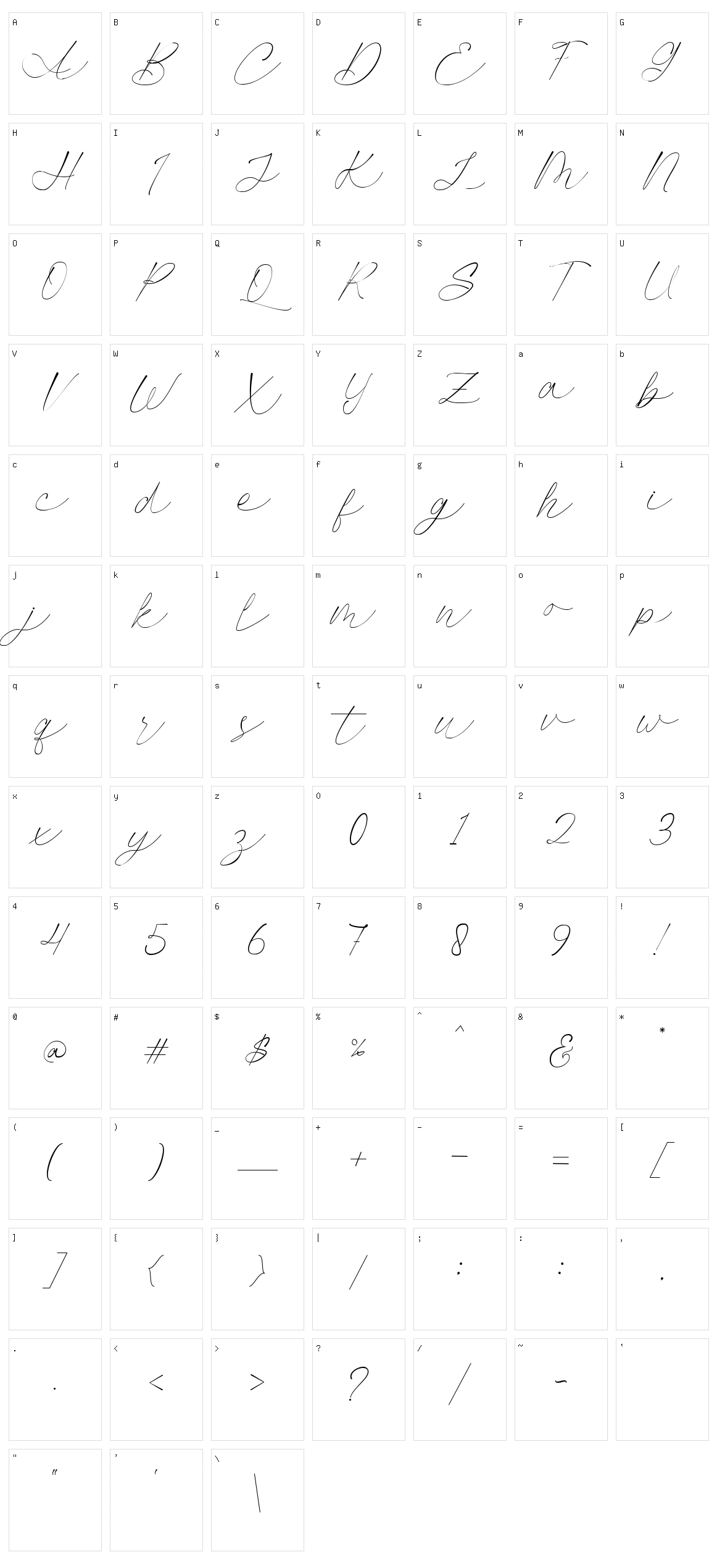Autograph Character Set