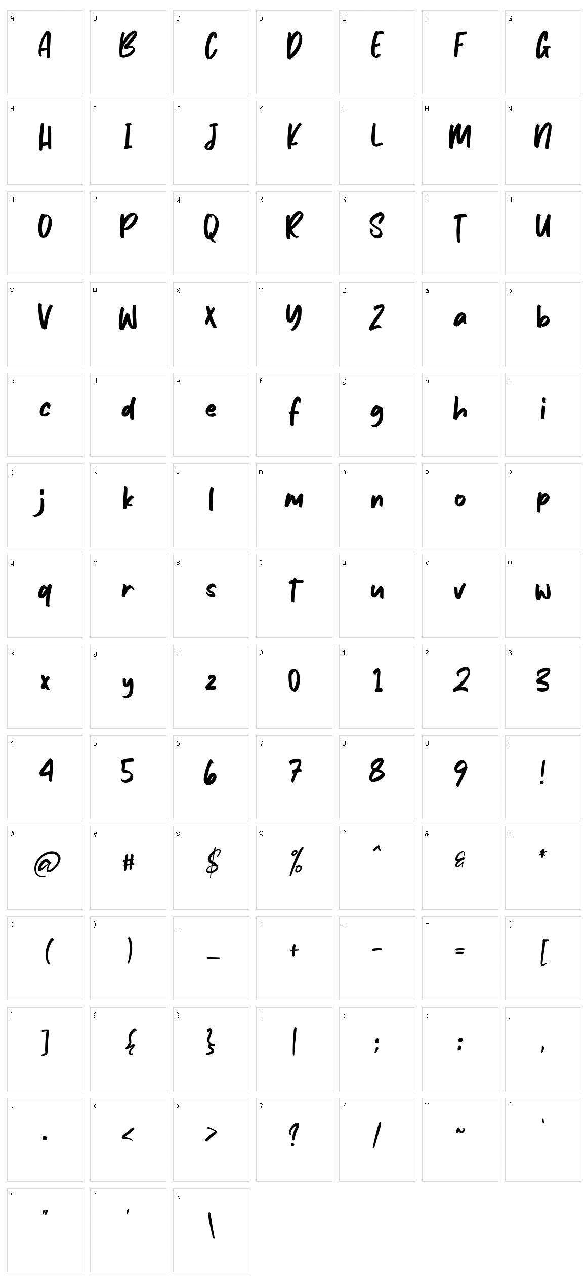 Avenus Type Character Set