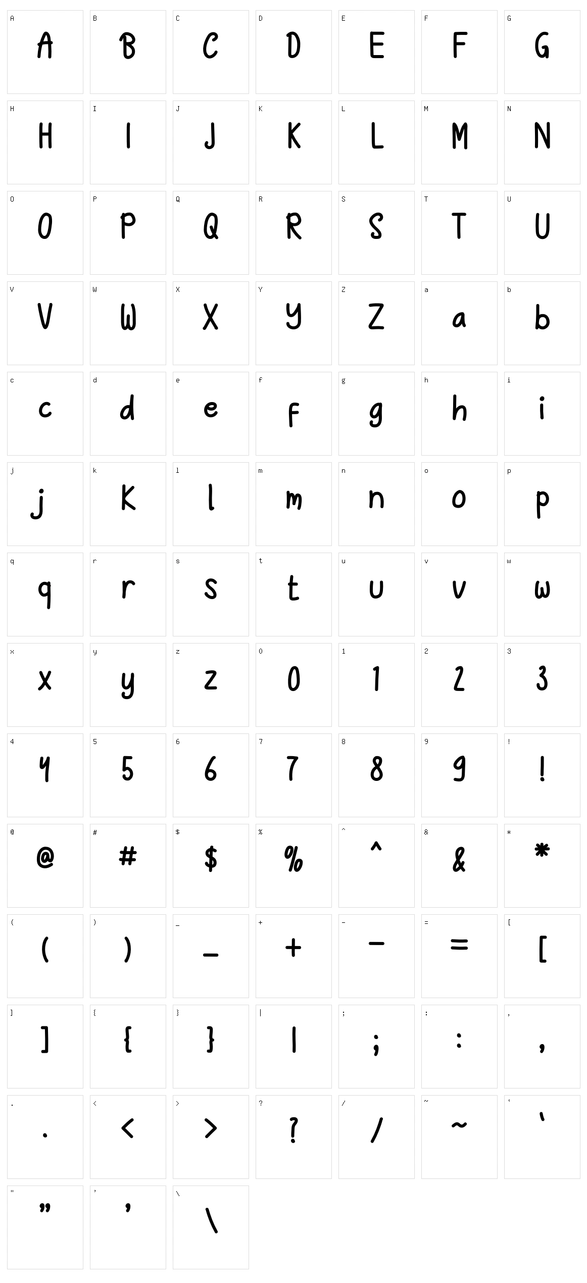 Aztanavida Character Set