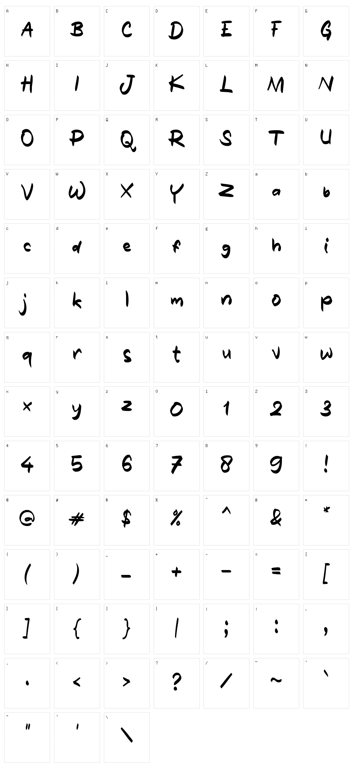 B Bercanda Character Set