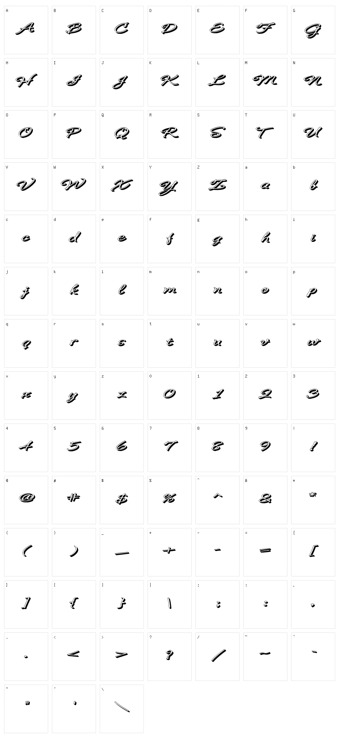 B de bonita Character Set