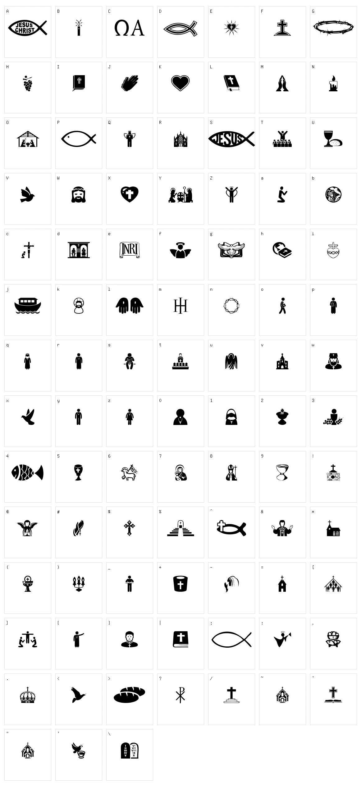 Christian Icons Character Set