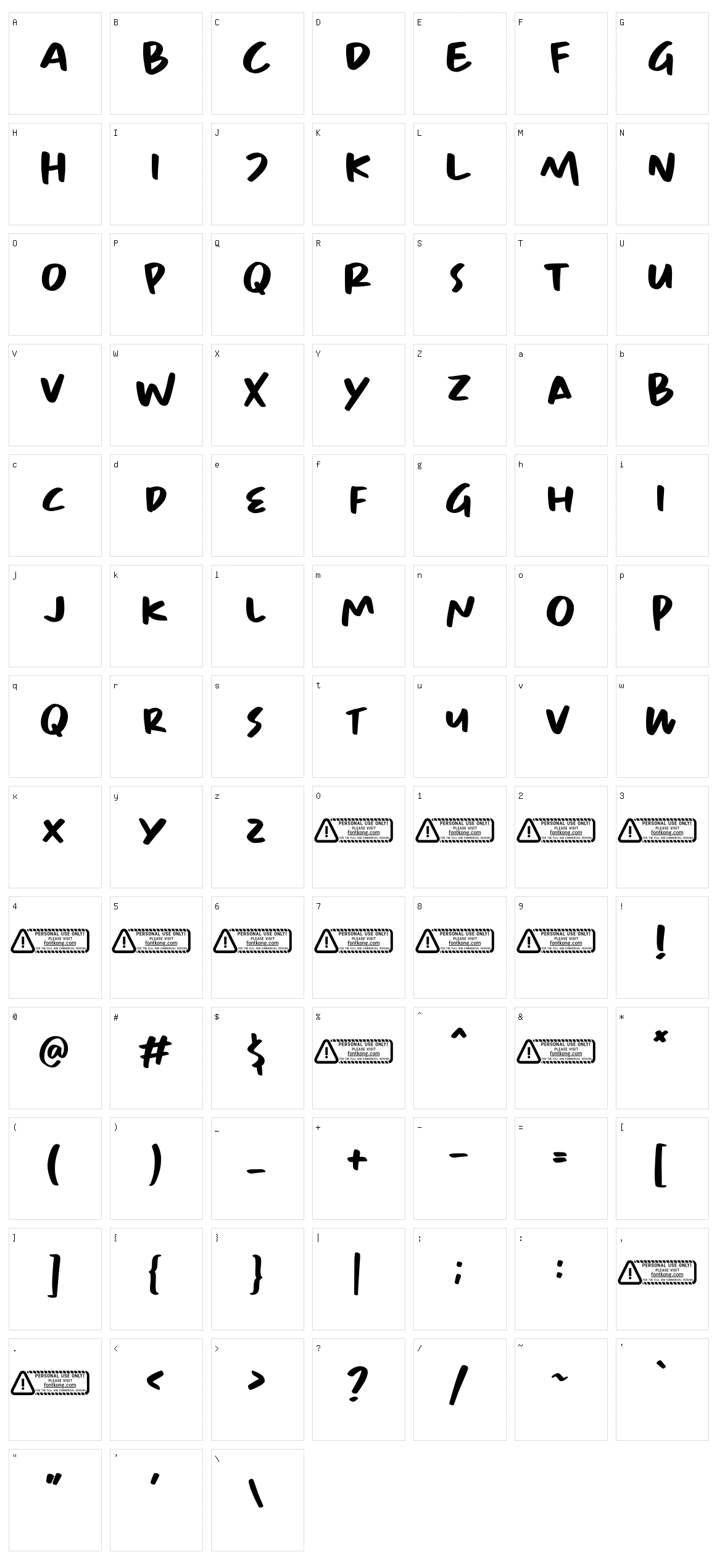 Babynote Character Set