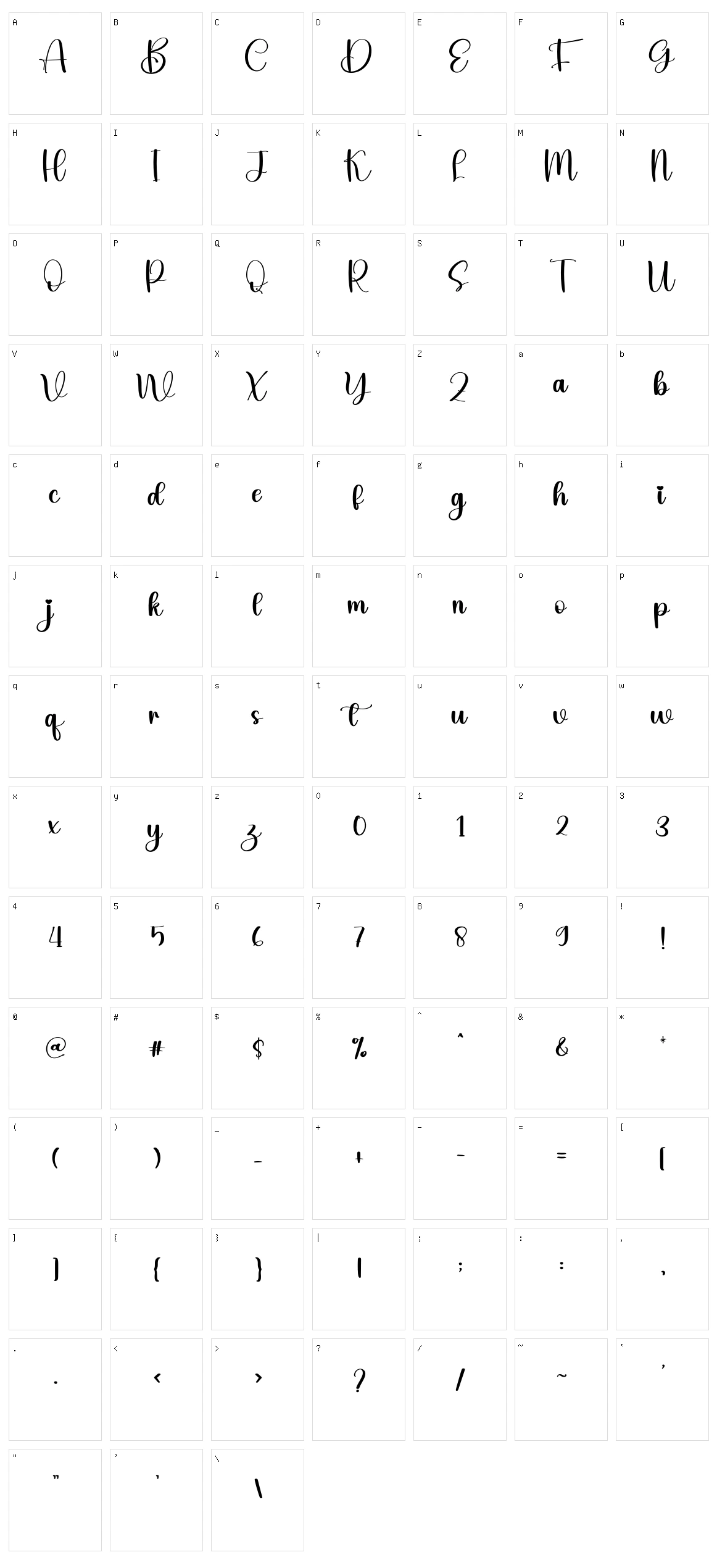 Back Character Set