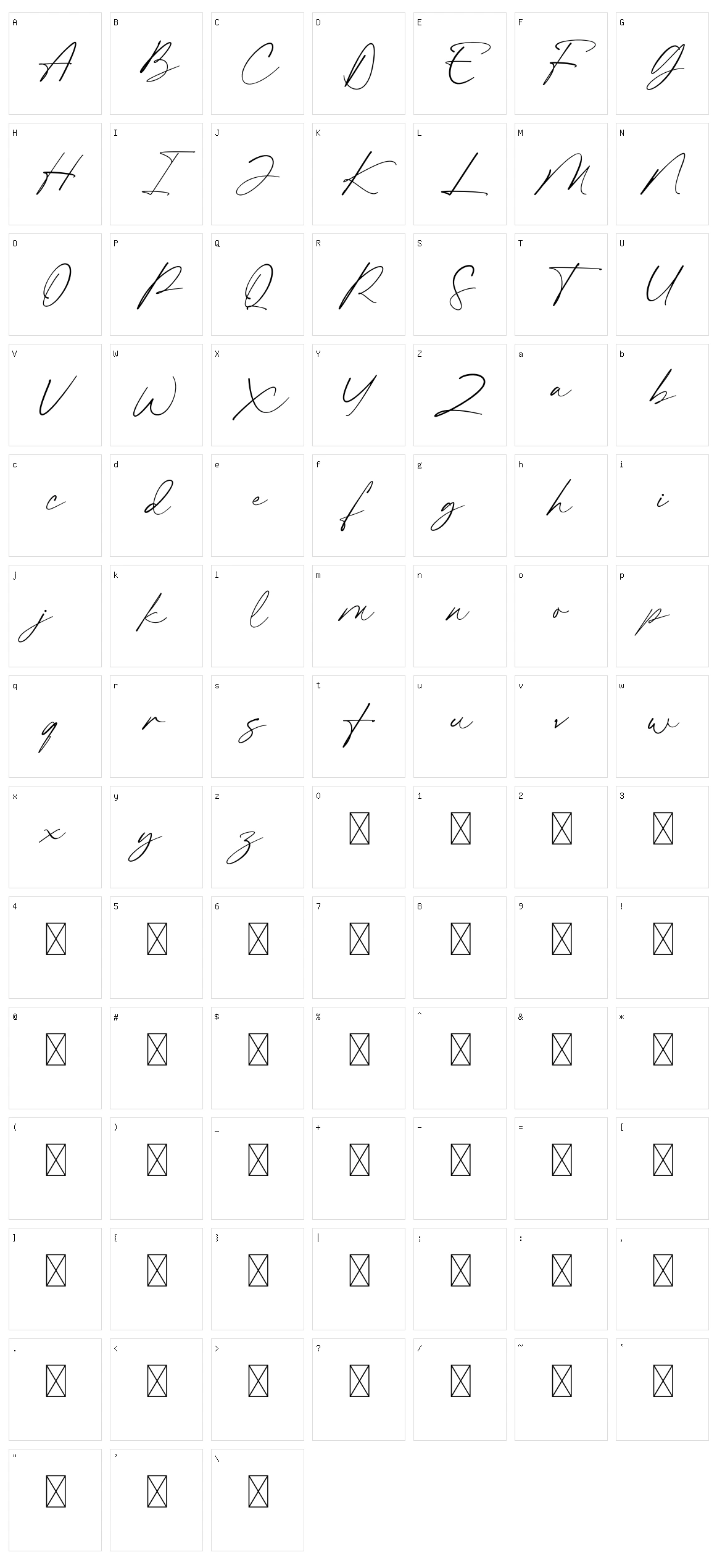Backlift Character Set