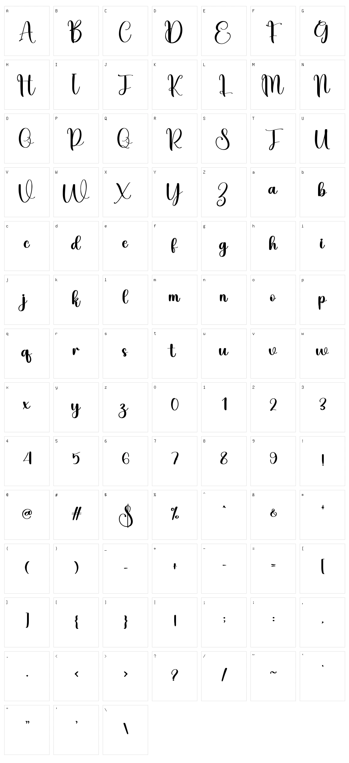 Backlight Character Set