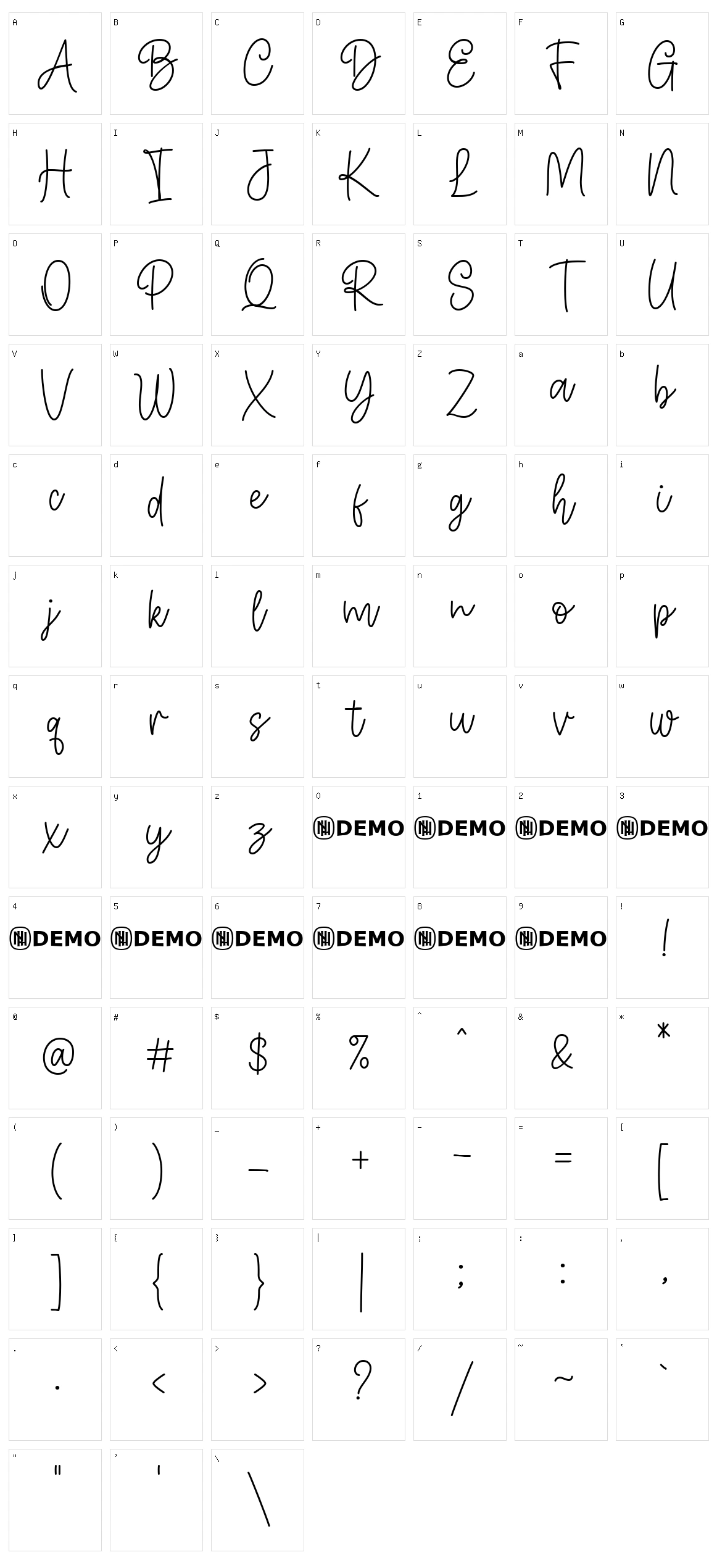 Backstay Character Set