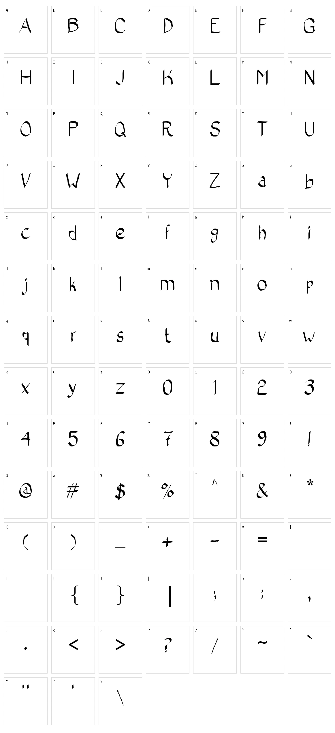 Bad Calligraphic 2 Character Set