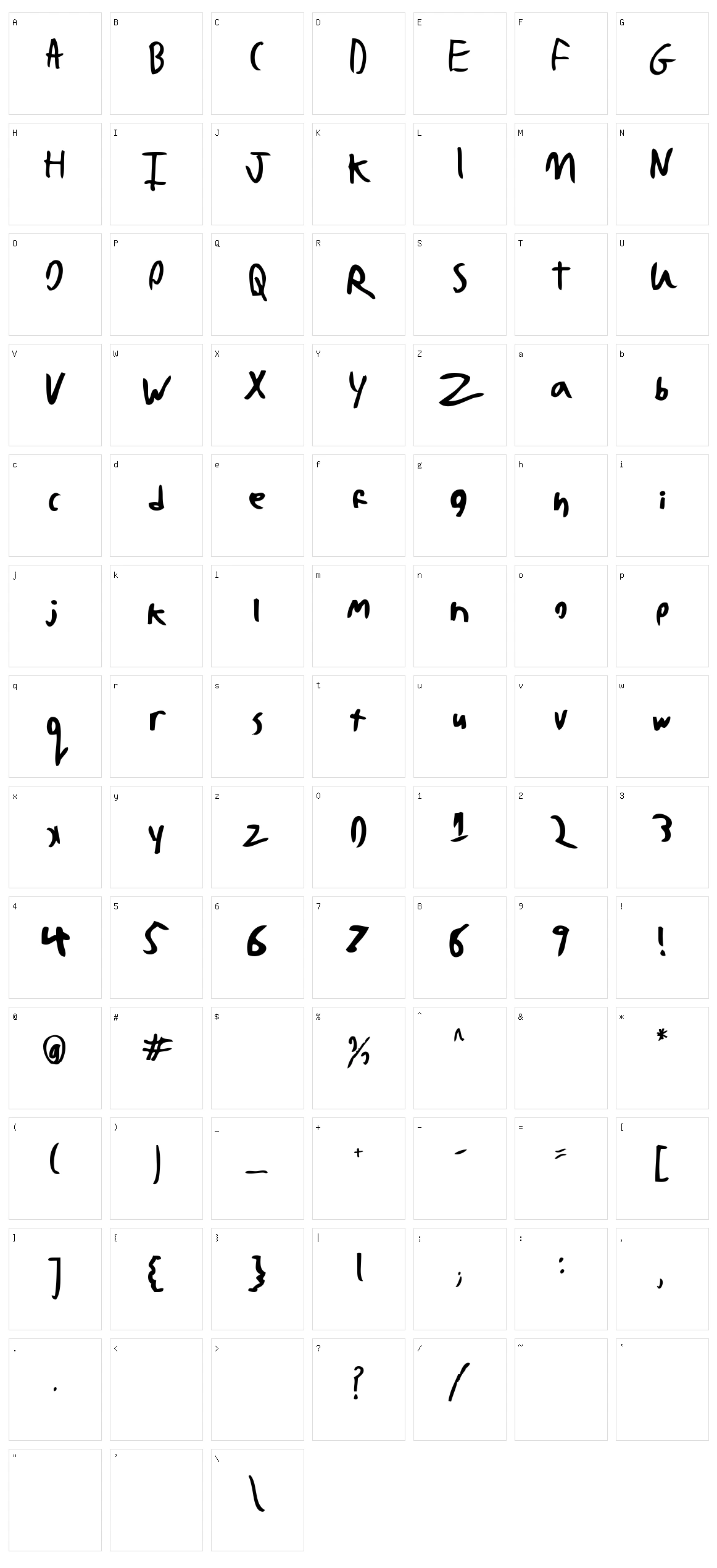 Bad Handwriting Character Set