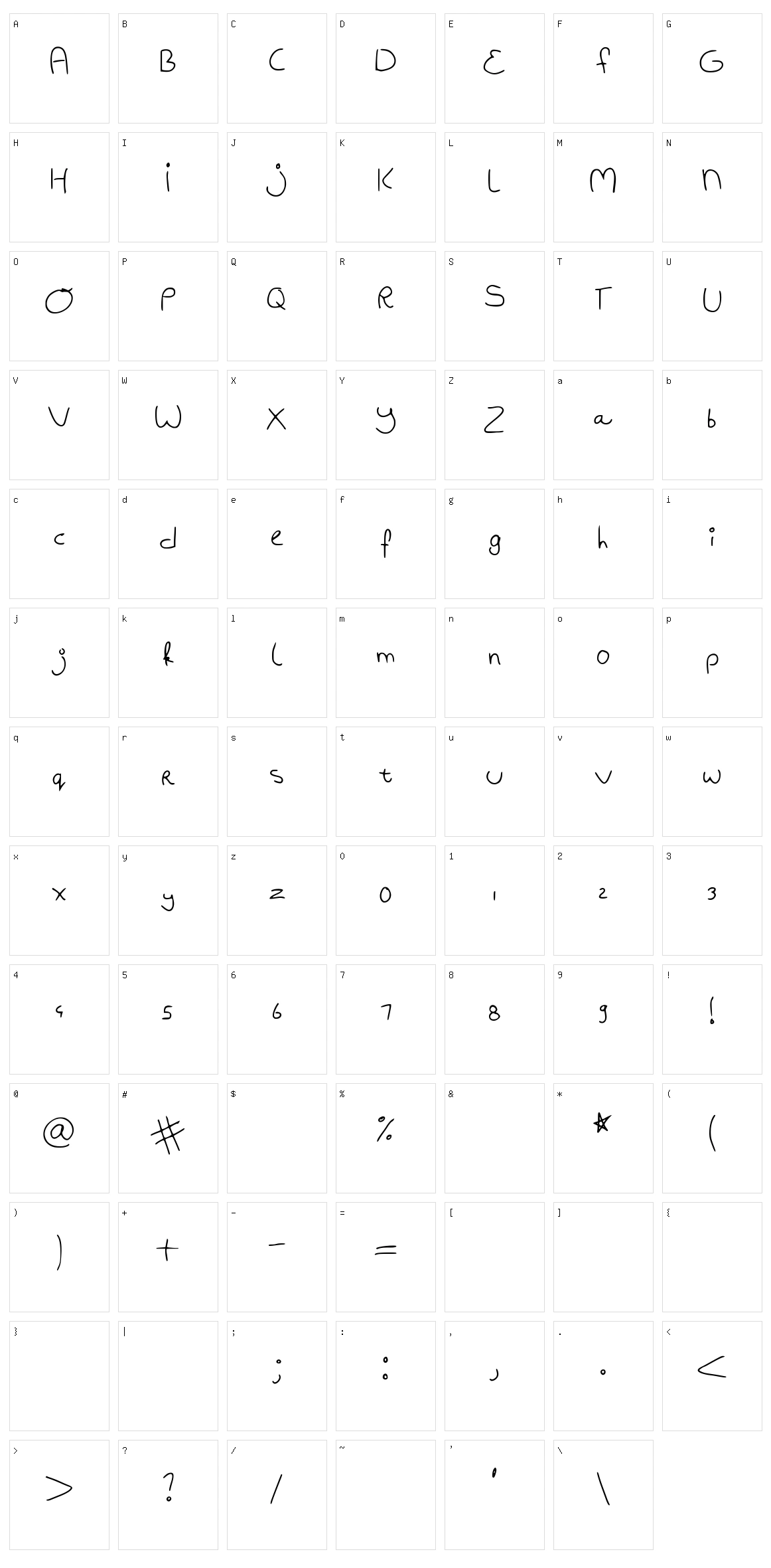 Bad handwriting Character Set