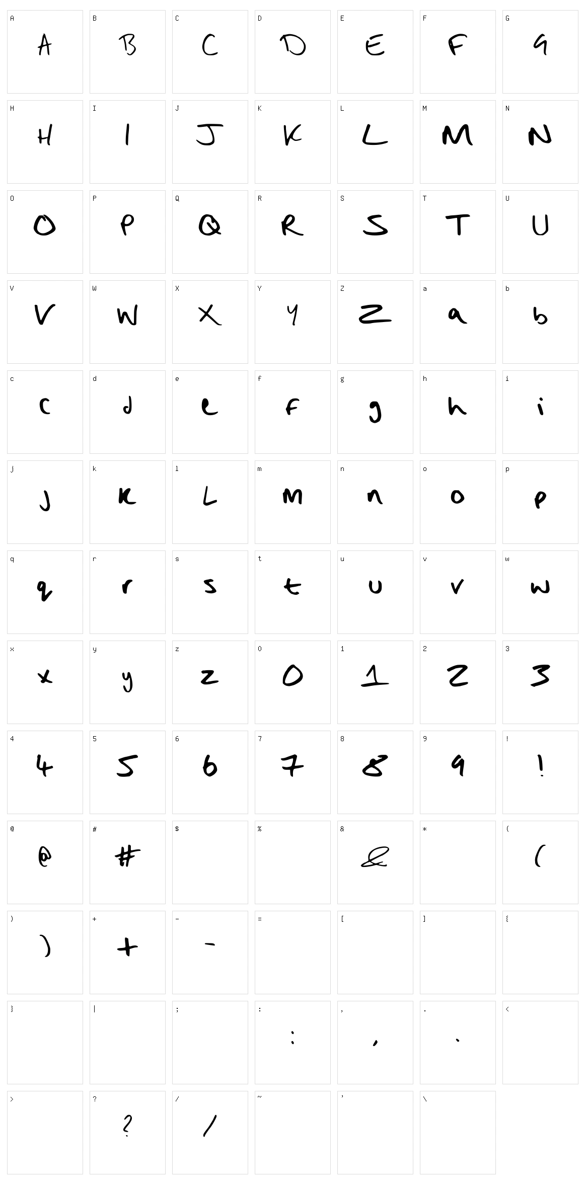 Bad Handwriting Character Set