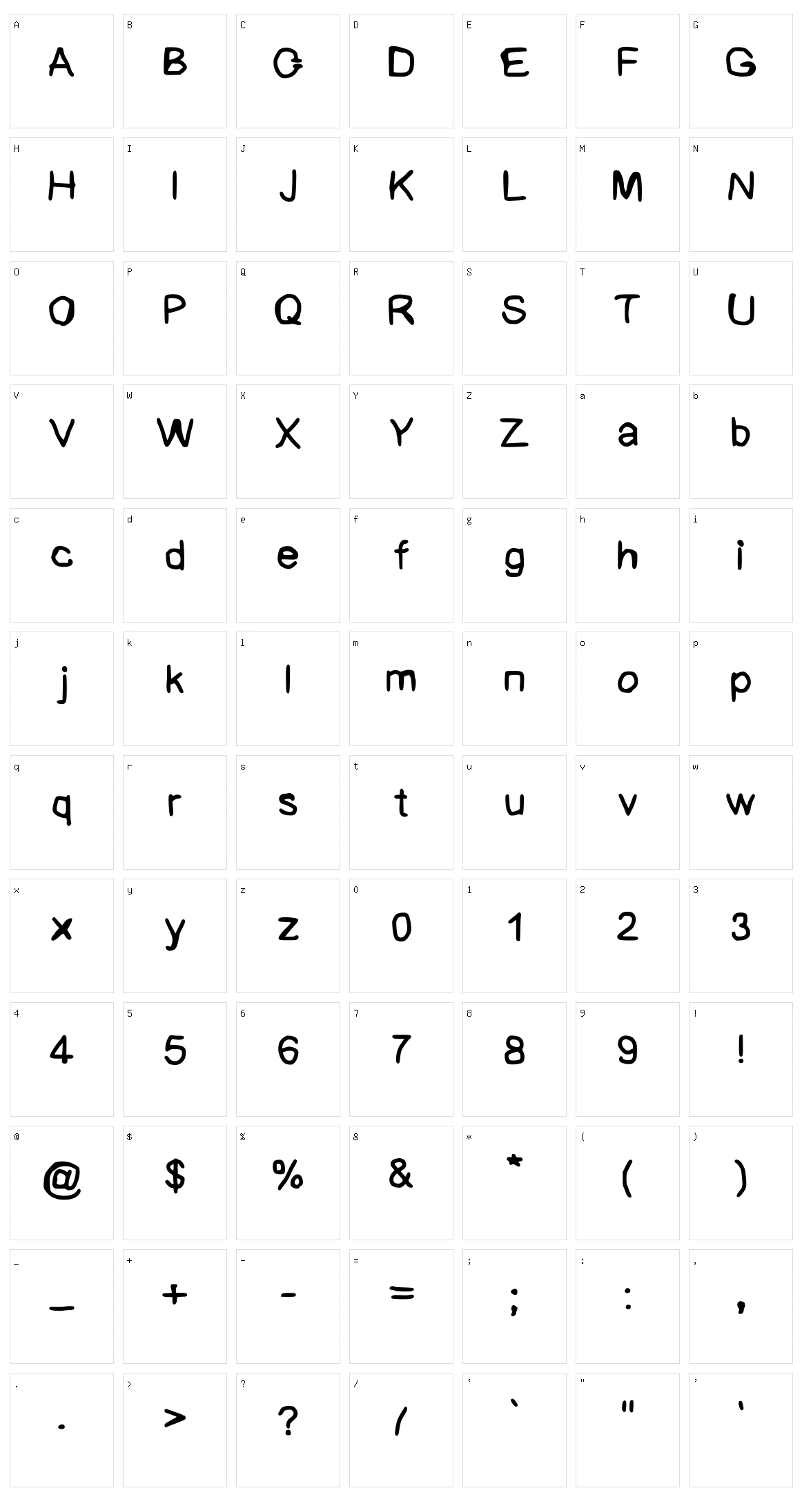 Bad Handwriting Character Set
