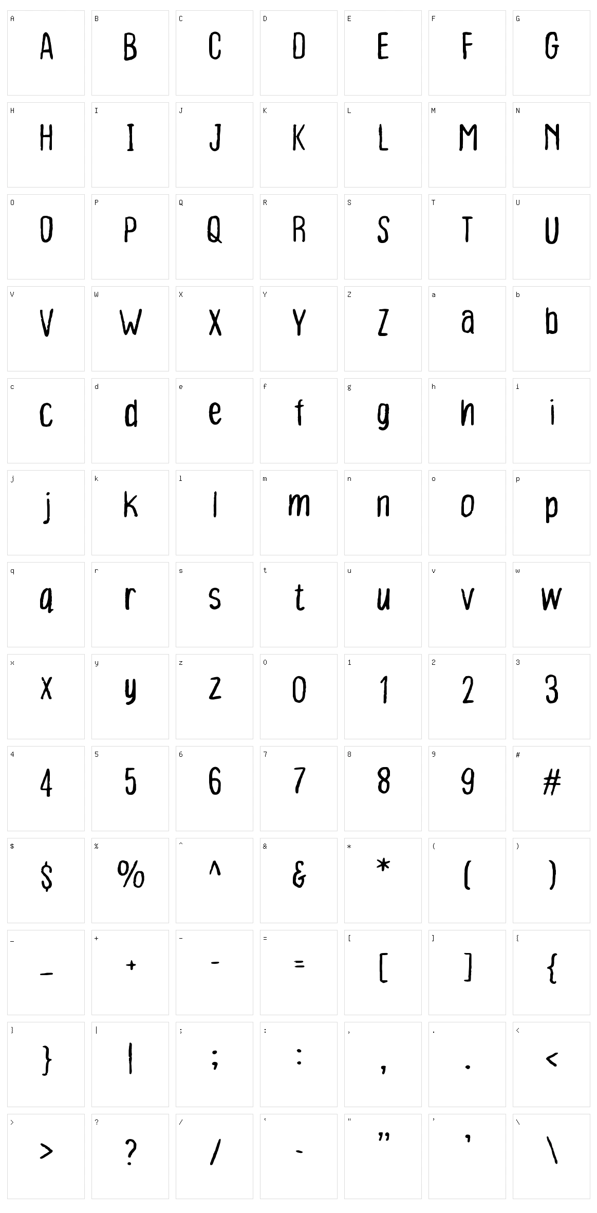 Bad Ink Character Set