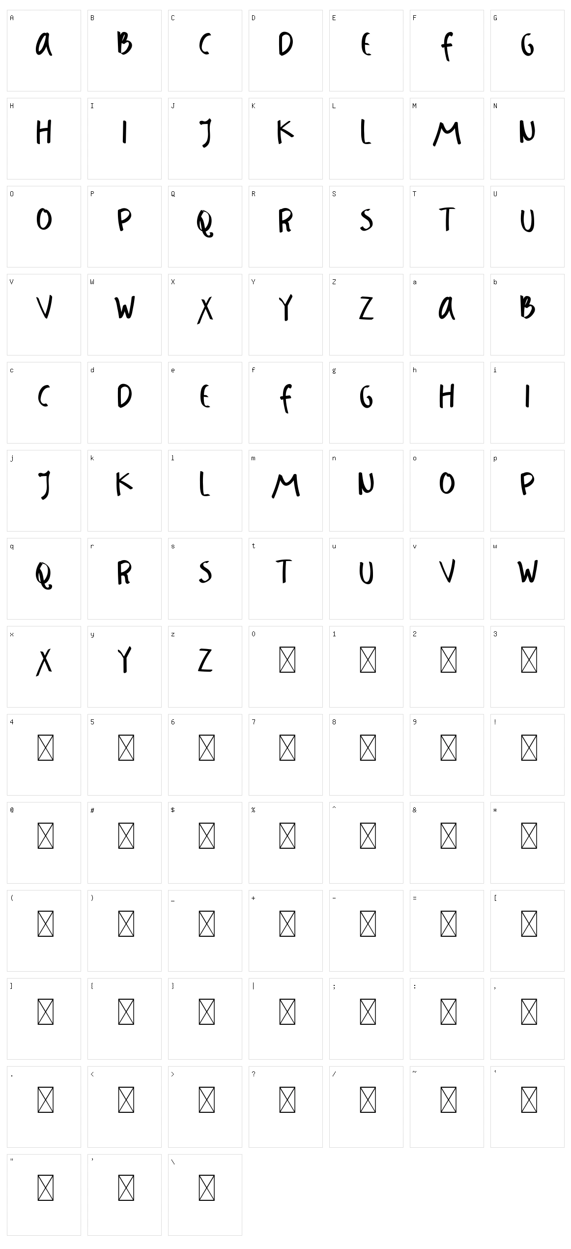 Badass Holliday Sans Character Set