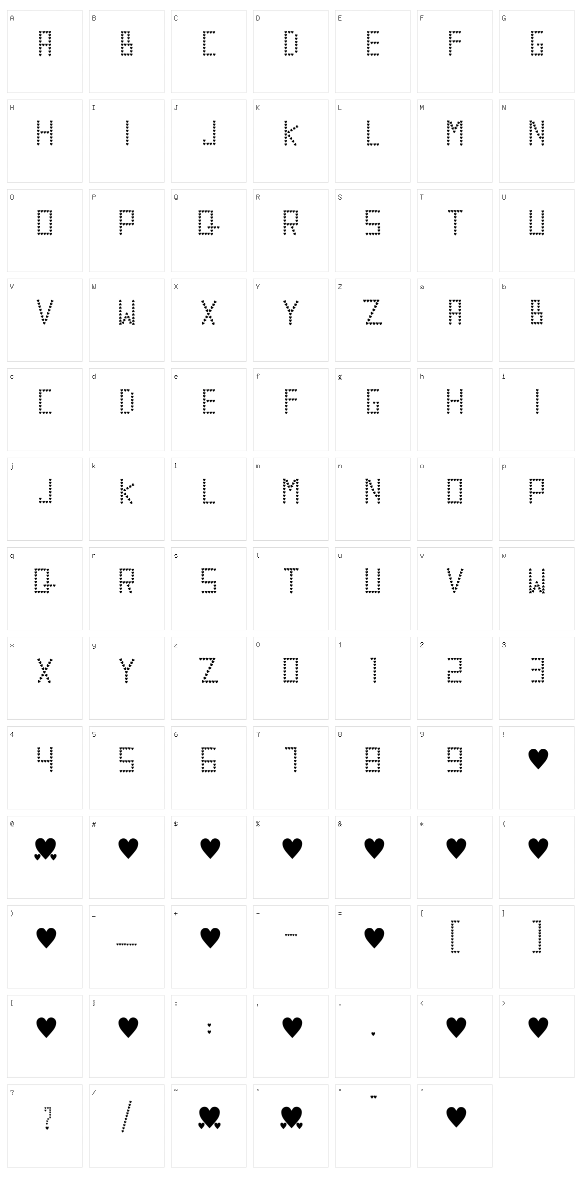 Valentine Radita Character Set