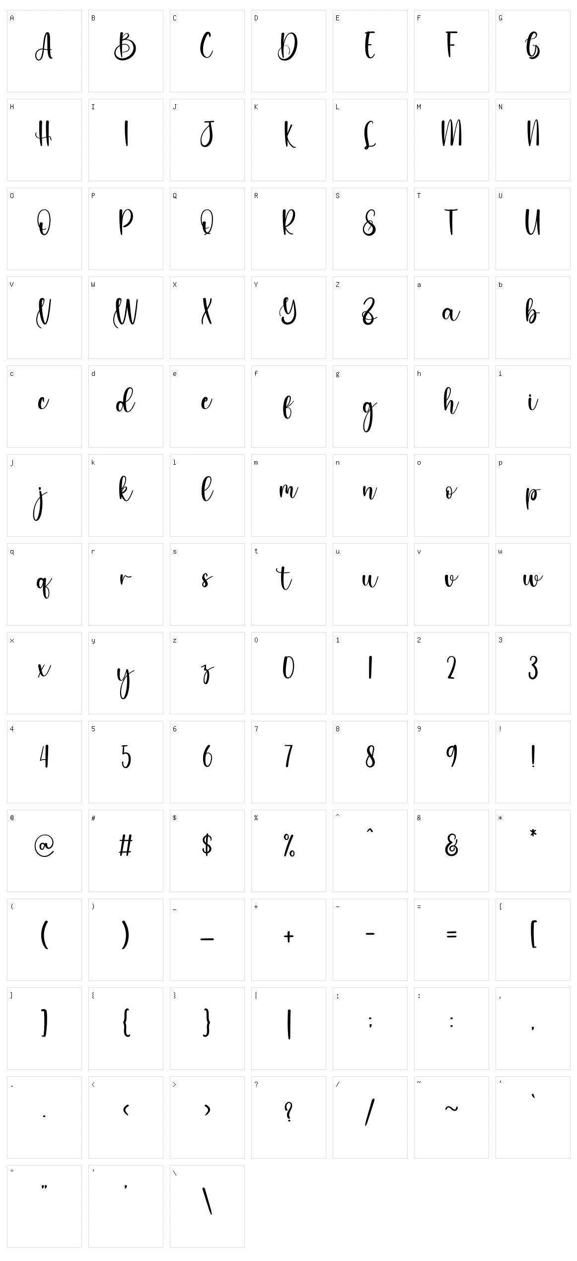 Bady Character Set