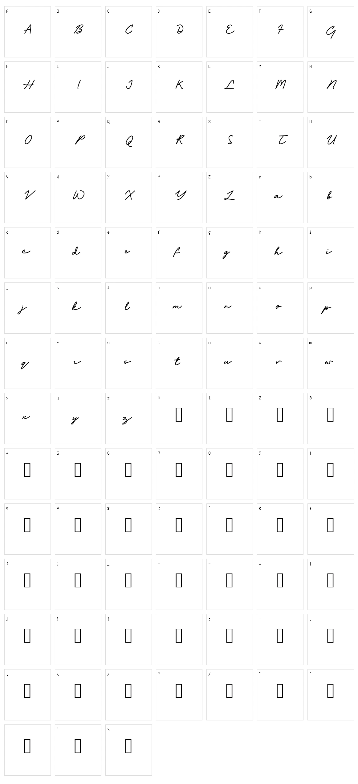 Bafaco Signature Character Set