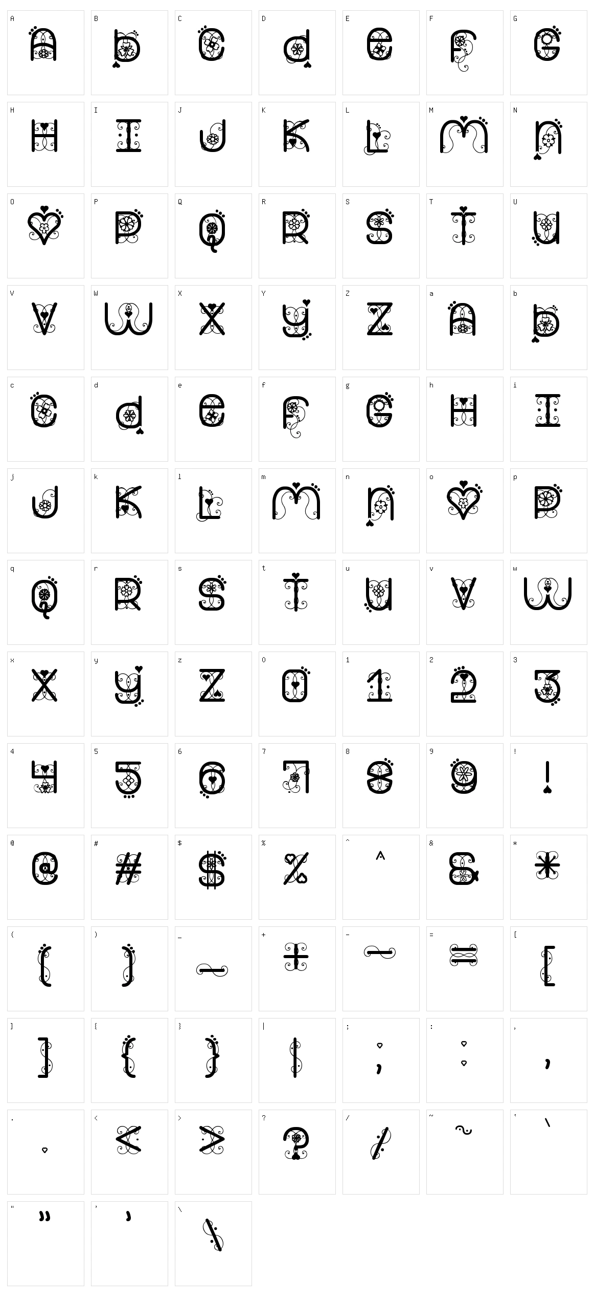 My Valentine Now St Character Set