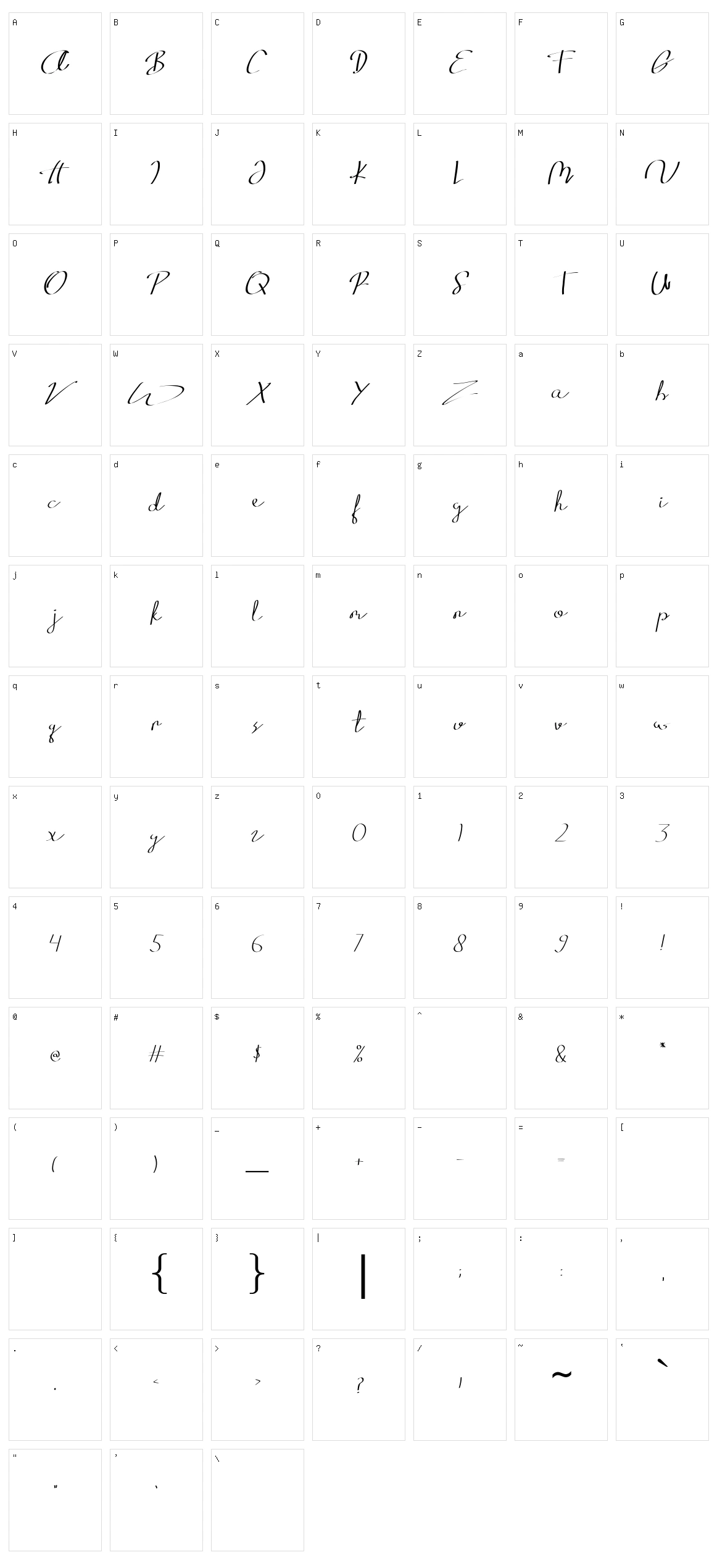Baligraphy Character Set