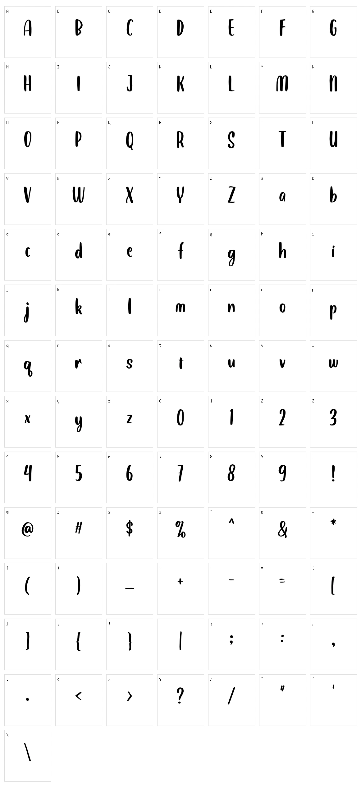 Balimoon Character Set